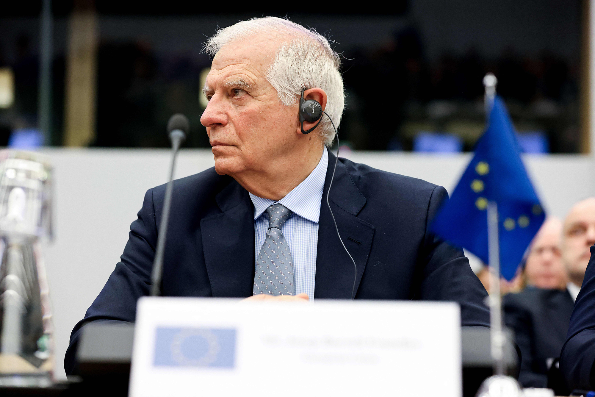European Union foreign policy chief Josep Borrell looks on at the start of a two-day meeting of the alliance's Defense Ministers at the NATO headquarters in Brussels on February 14.