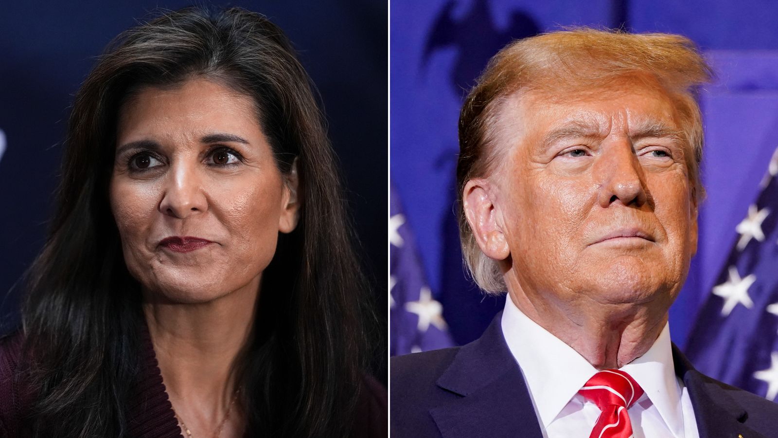 Republican presidential candidate Nikki Haley, left, and former President Donald Trump.