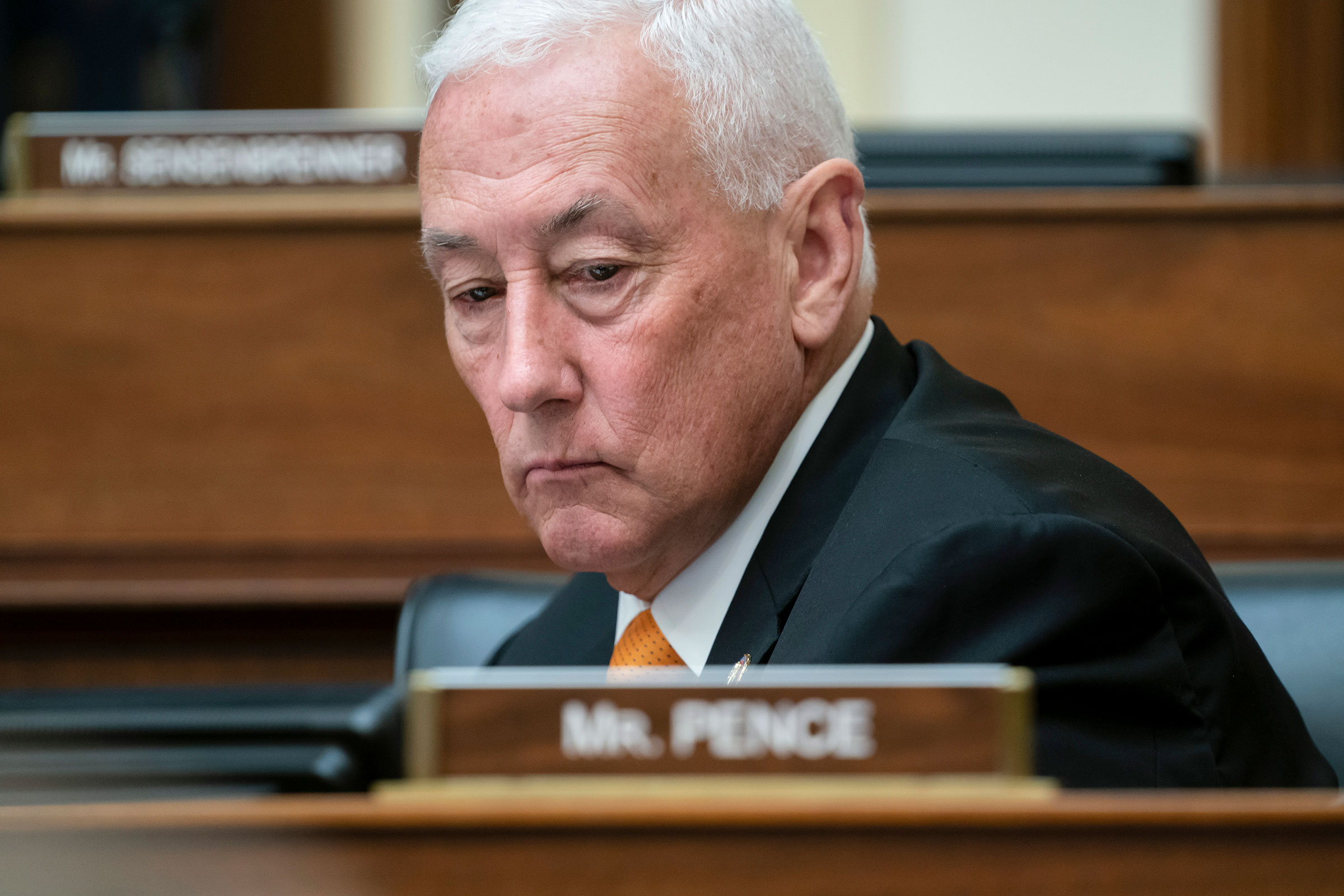In this 2019 photo, Rep. Greg Pence listens during a hearing on Capitol Hill. 