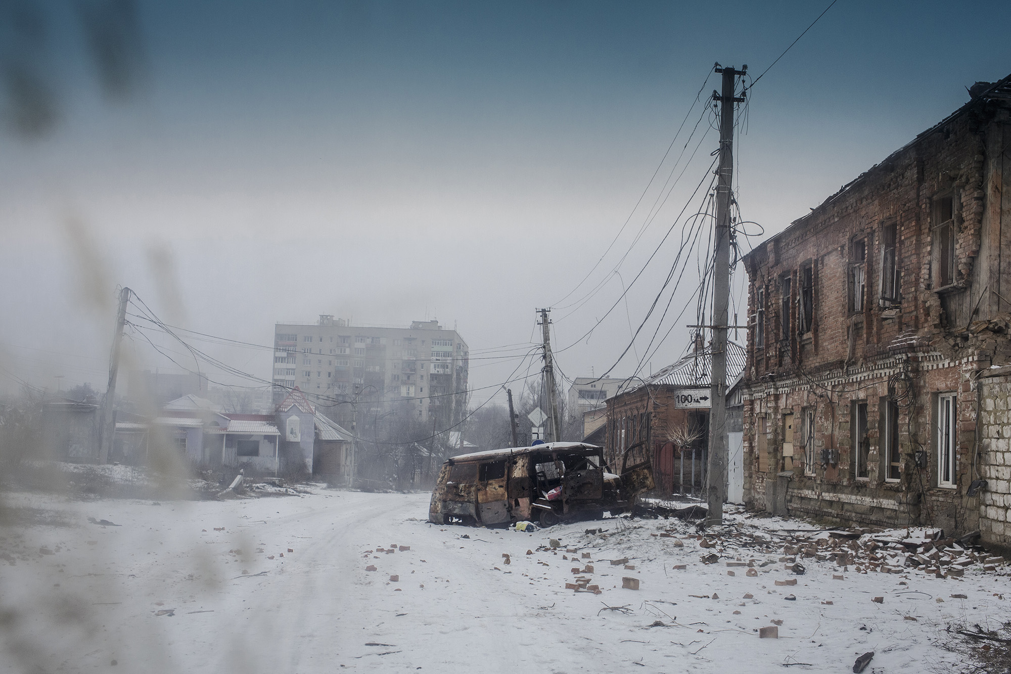 A building destroyed by shelling in Bakhmut, Ukraine, on January 29.