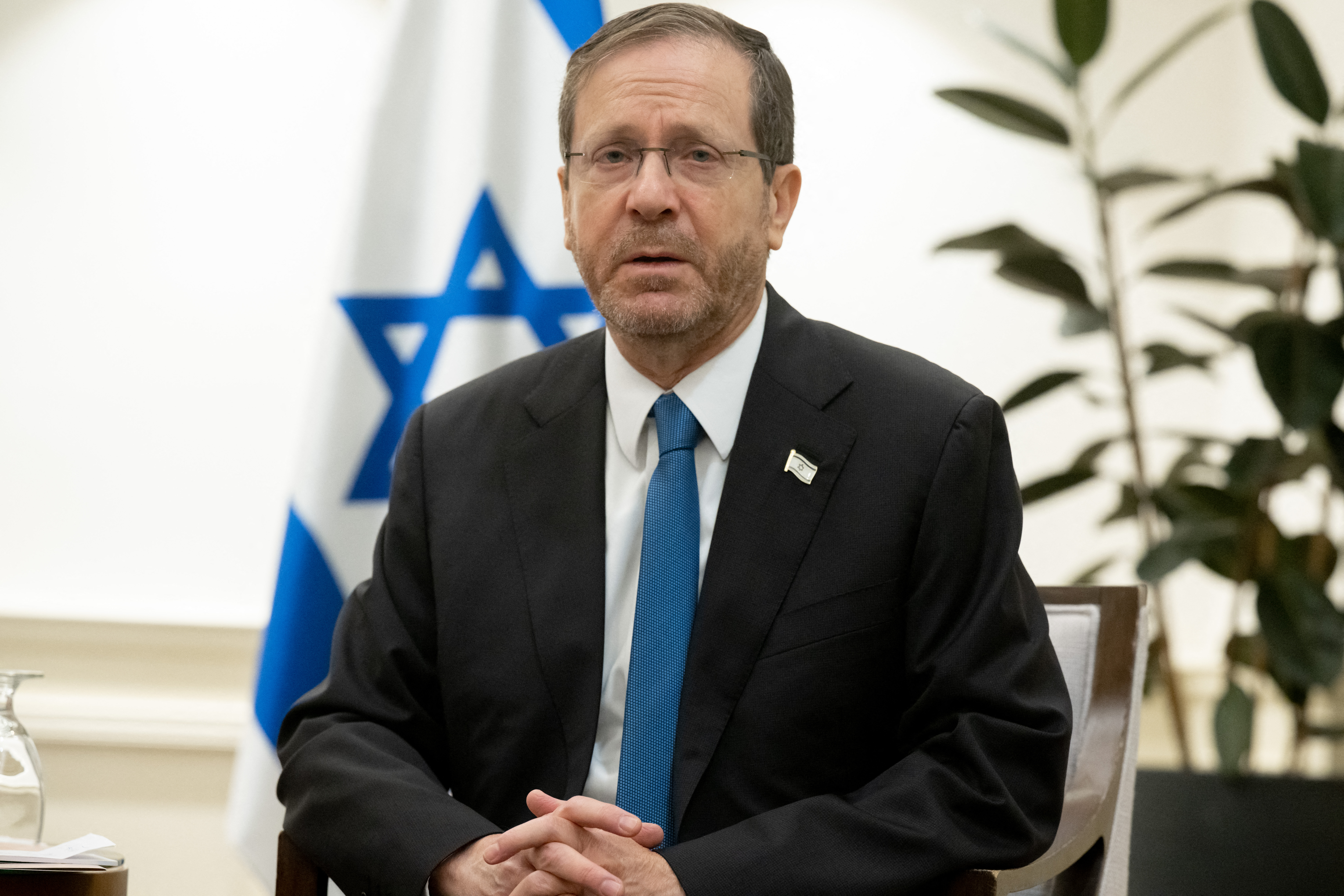 Israel's President Isaac Herzog attends a meeting in Tel Aviv, Israel, on November 30.
