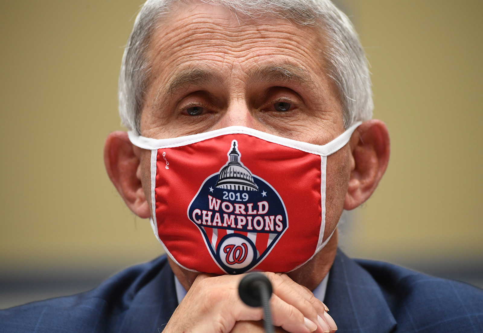 Dr. Anthony Fauci, director of the National Institute for Allergy and Infectious Diseases, listens during a House Subcommittee on the Coronavirus crisis hearing, on Friday, July 31, in Washington.