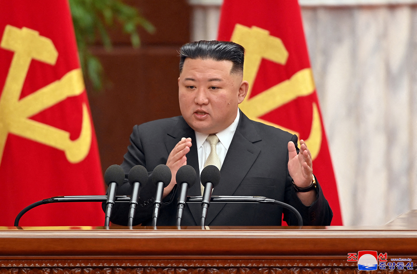 Kim Jong Un attends a meeting in Pyongyang, North Korea, on March 1.
