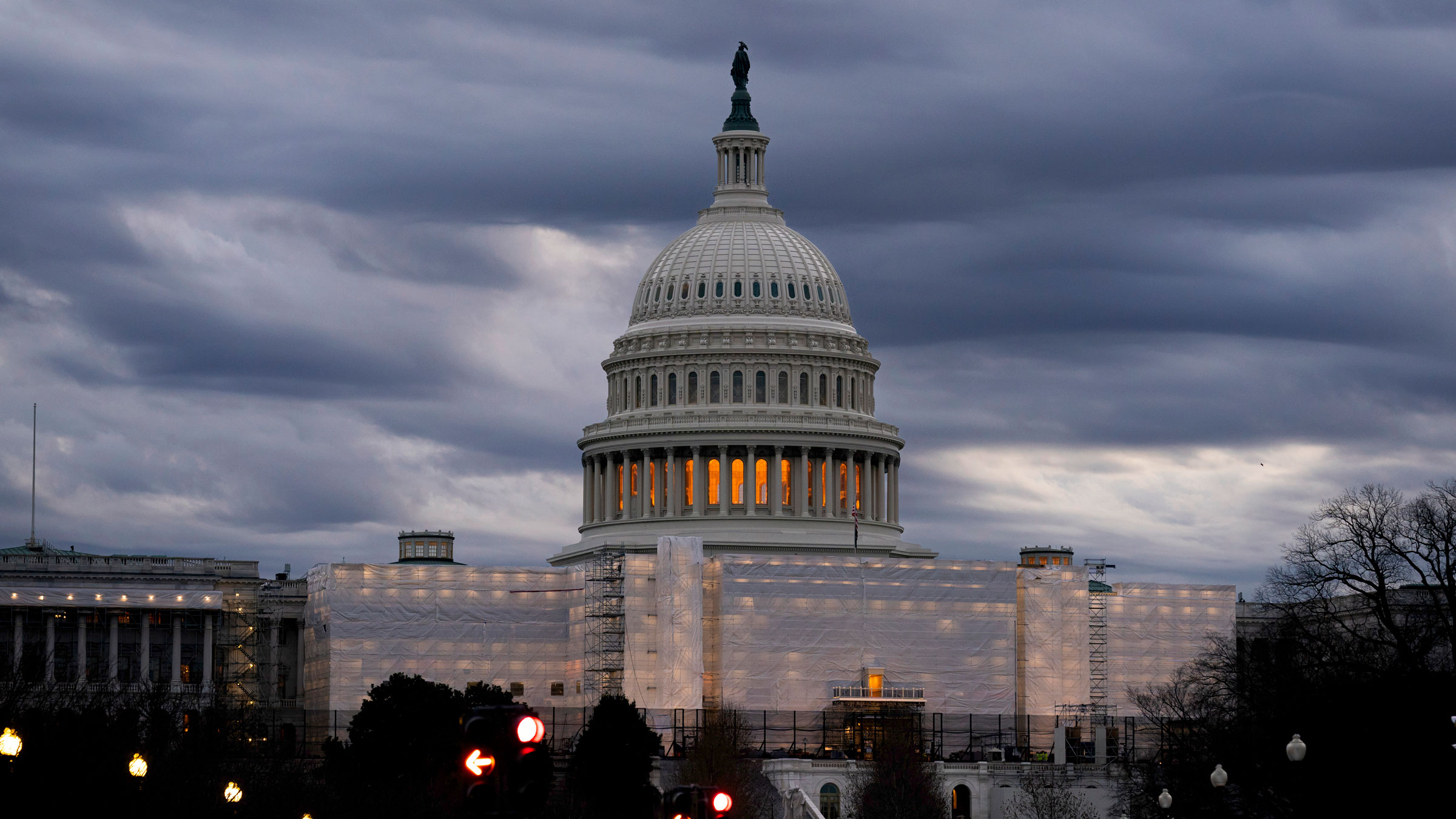 The Capitol is seen amid cloudy skies early on Thursday.