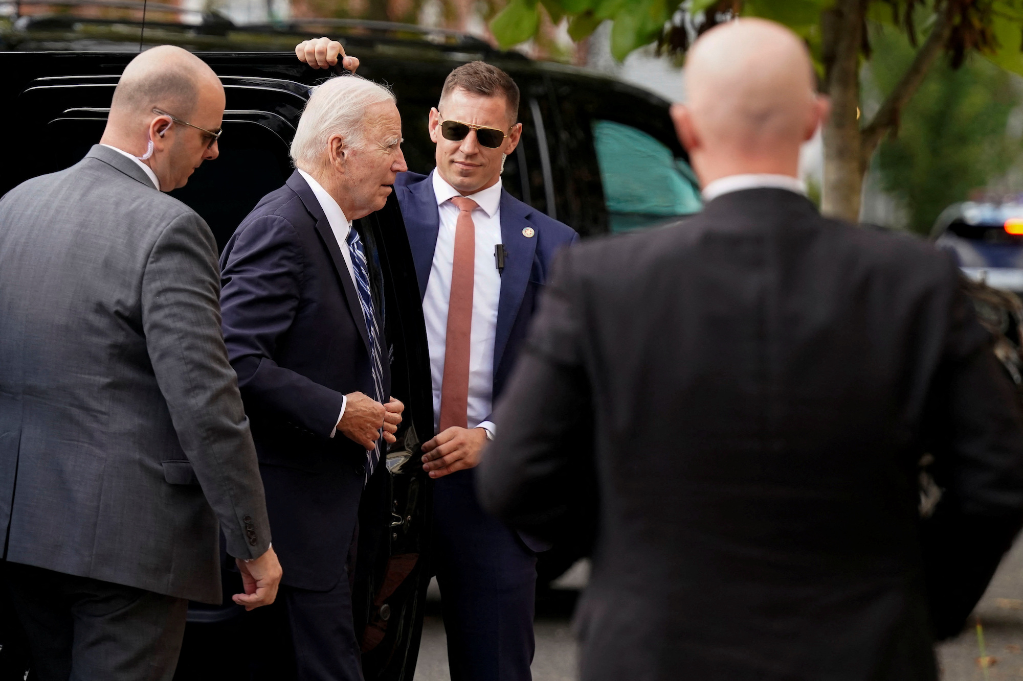 Joe Biden arrives for Mass at Holy Trinity Catholic Church in Washington on Saturday.