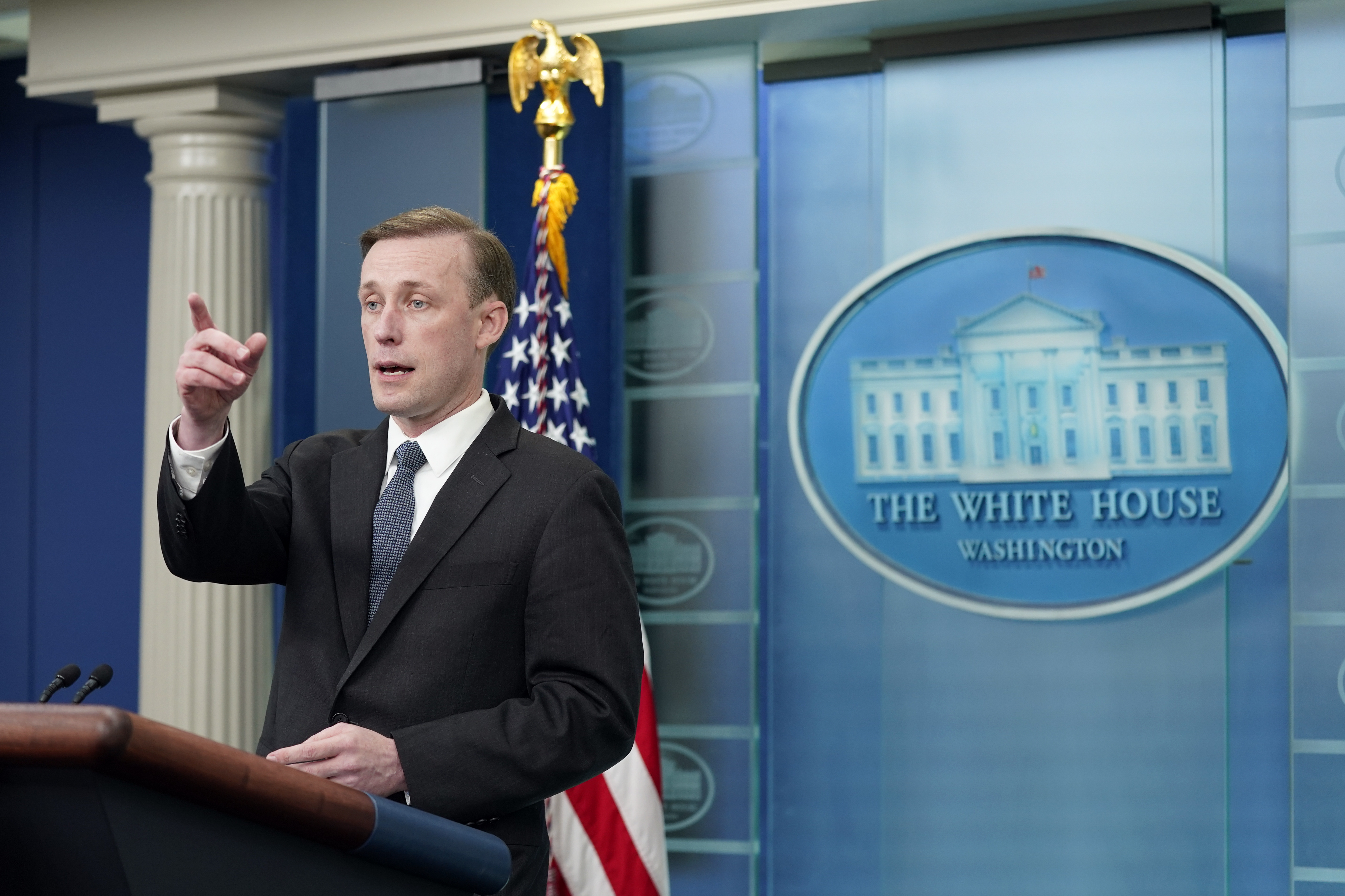 US national security adviser Jake Sullivan during a press briefing at the White House, on March 22. 
