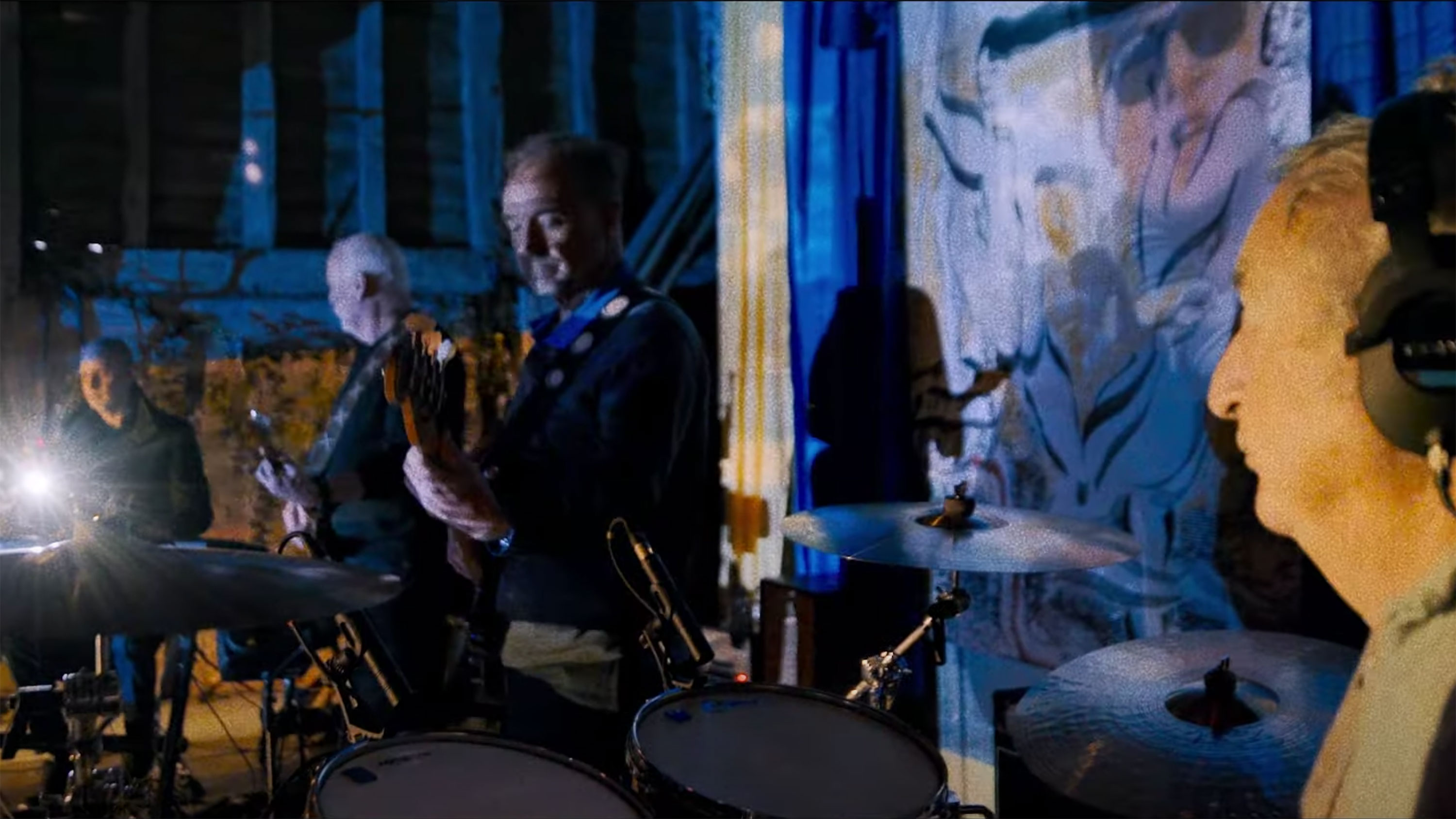 Pink Floyd perform "Hey Hey Rise Up" in this screengrab taken from the music video for the song.