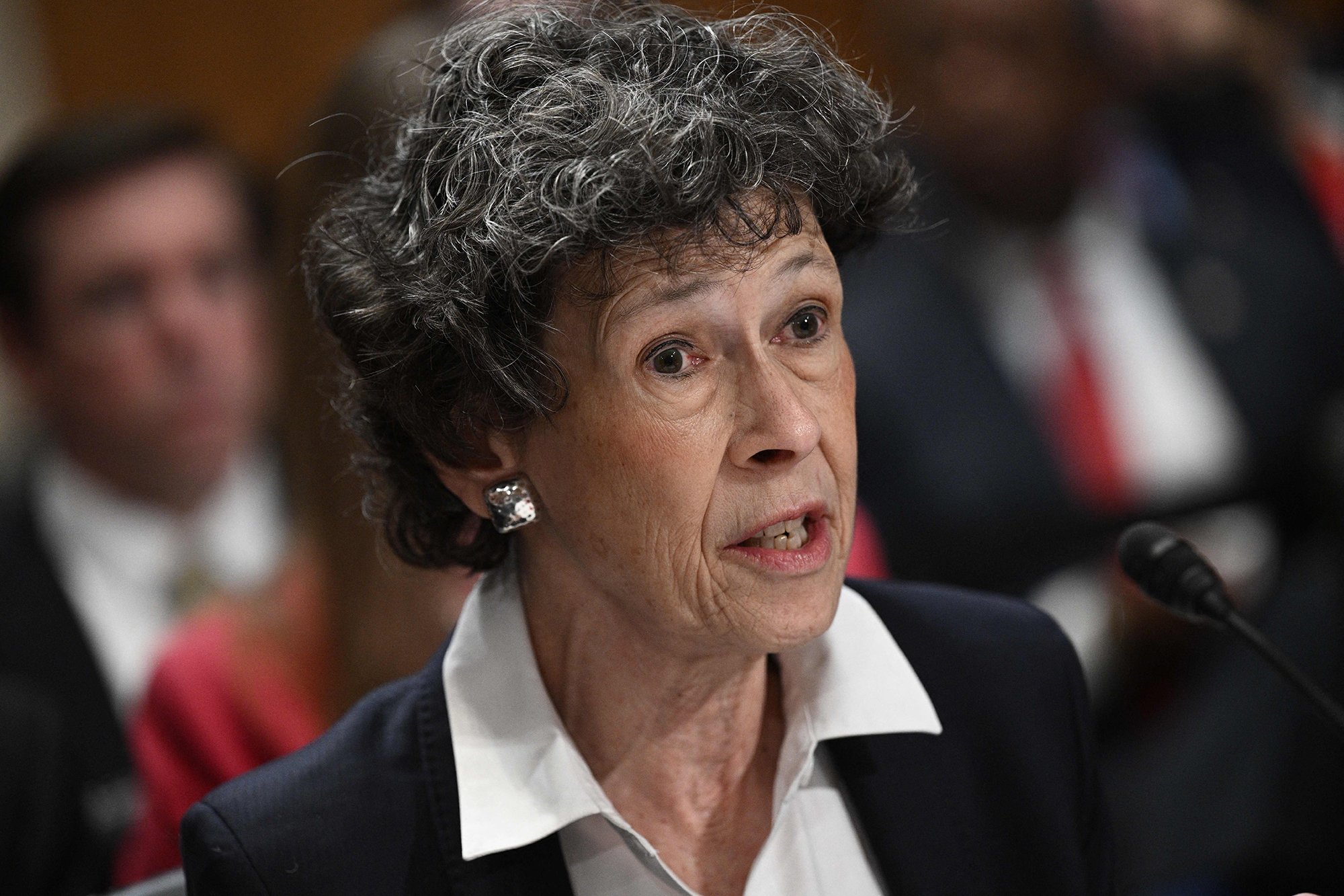 EPA Regional Administrator, Debra Shore, testifies before a US Senate Committee on Environment and Public Works hearing on the environmental and public health threats from the Norfolk Southern February 3 train derailment, on March 9, in Washington, DC.