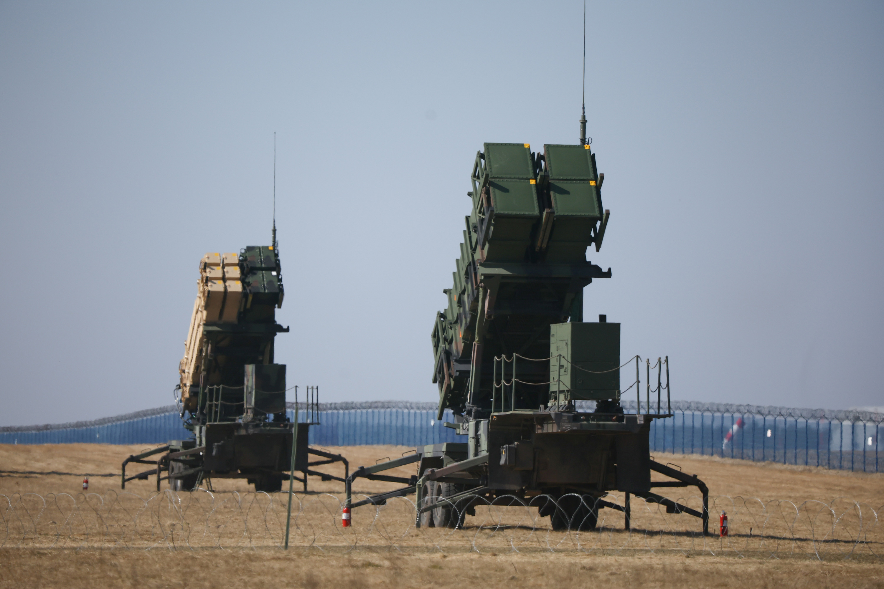 U.S. Army MIM-104 Patriots, surface-to-air missile (SAM) system launchers, are pictured at Rzeszow-Jasionka Airport, amid Russia's invasion of Ukraine, Poland on March 24, 2022.
