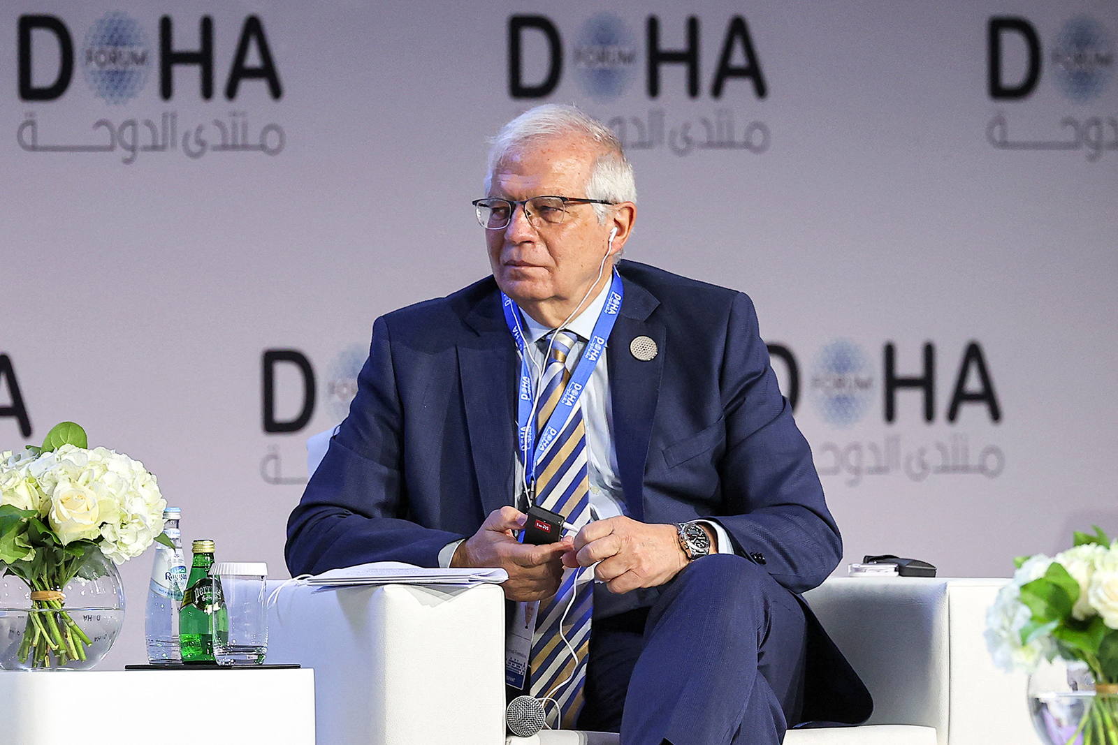 EU High Representative for Foreign Affairs and Security Policy Josep Borrell attends a plenary session titled "Transforming for a New Era", during the Doha Forum in Qatar's capital on March 26.