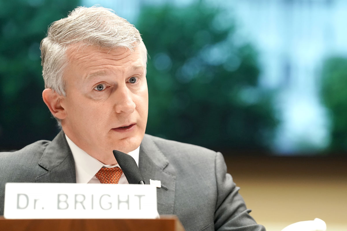 Richard Bright testifies during a House Energy and Commerce Subcommittee on Health hearing to discuss protecting scientific integrity in response to the coronavirus outbreak on Thursday, May 14.