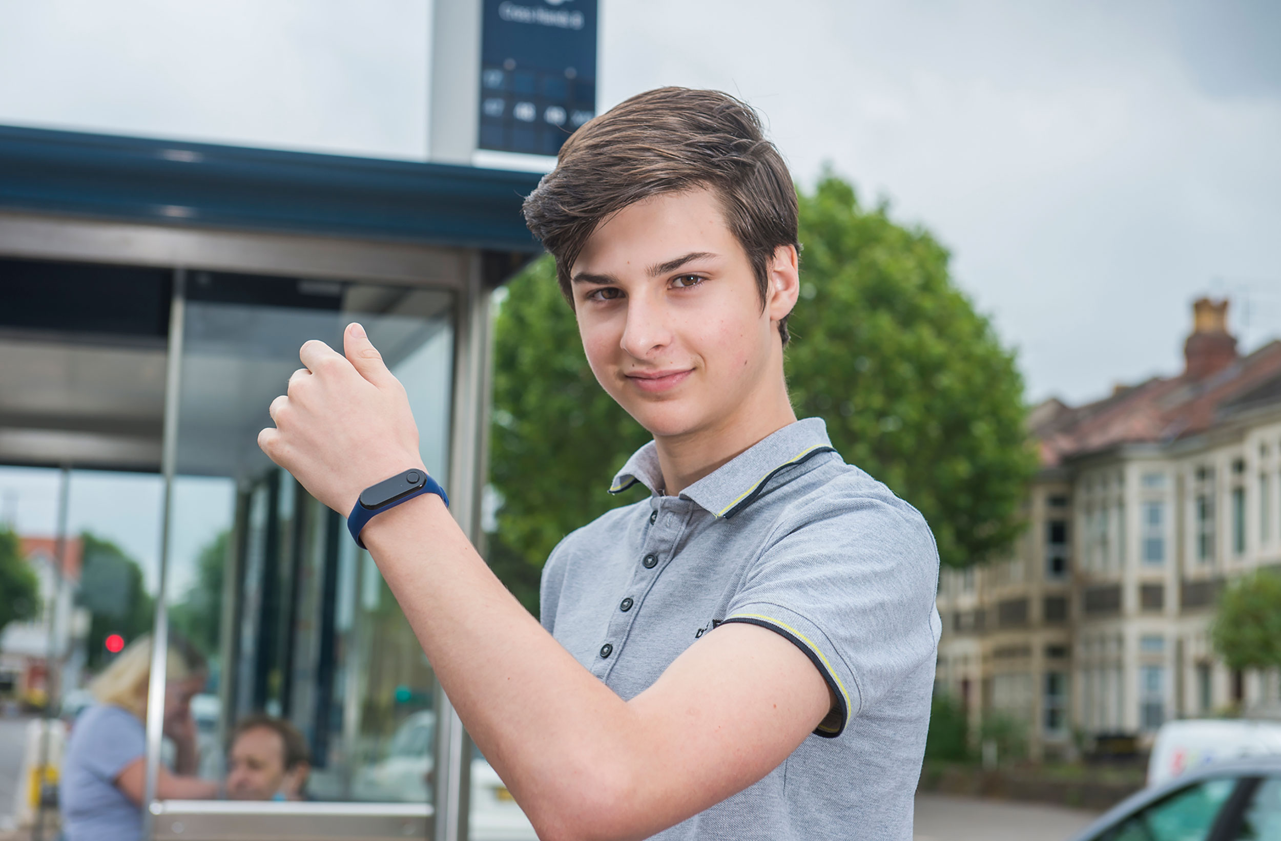 Max Melia, 15, wearing his Vybpro watch.