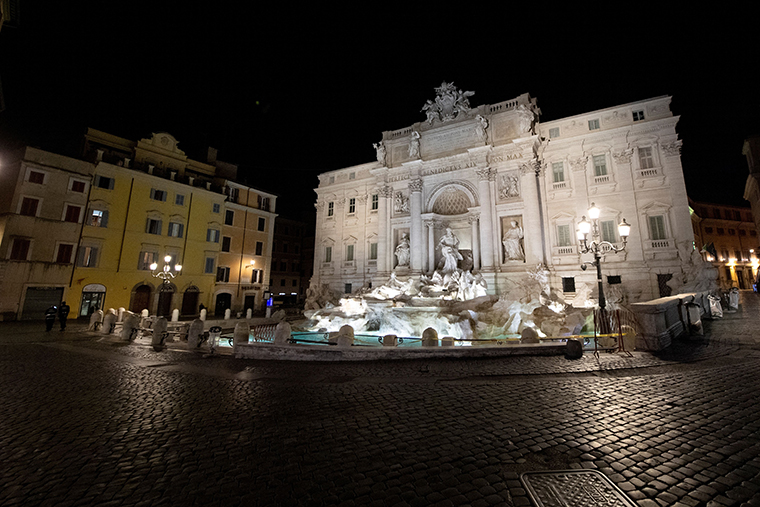 A view of the Trevi Fountain in Rome on November 6, 2020. Italy has established a national curfew from 10pm to 5 am, aimed at stopping the spread of the coronavirus pandemic. 