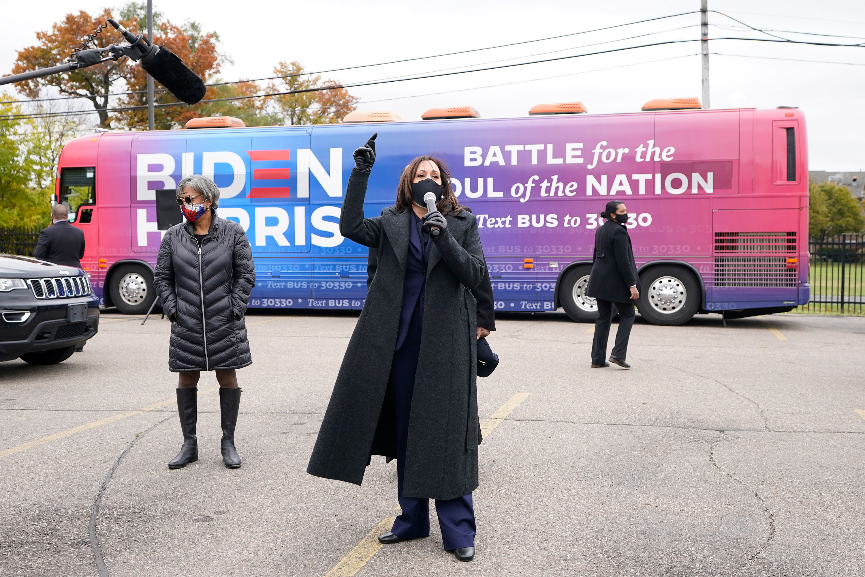 Democratic vice presidential candidate Kamala Harris speaks during a campaign event in Detroit on October 25.