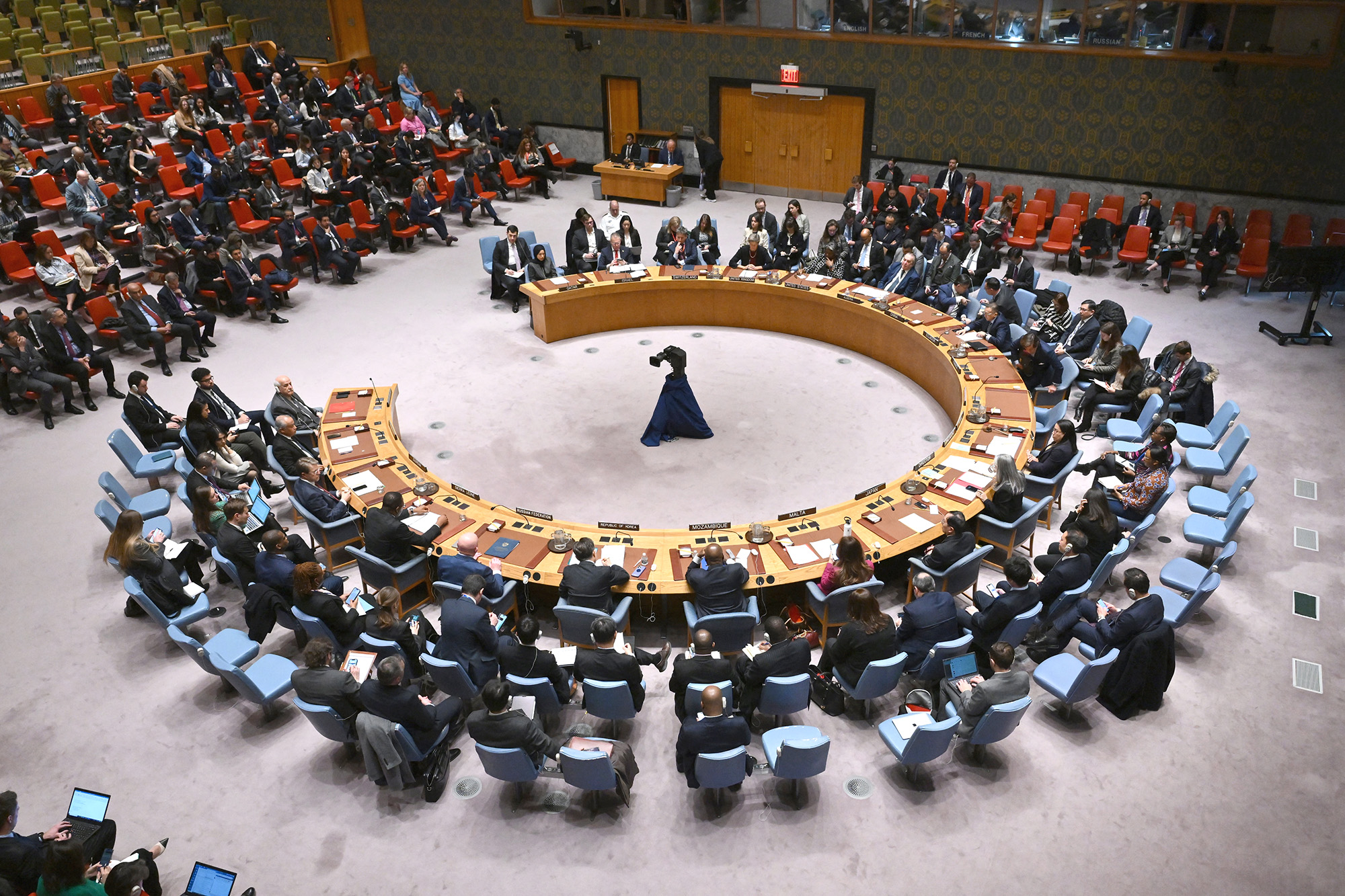 The UN Security Council holds a meeting on the Israel-Hamas war, at UN Headquarters in New York City on February 20.