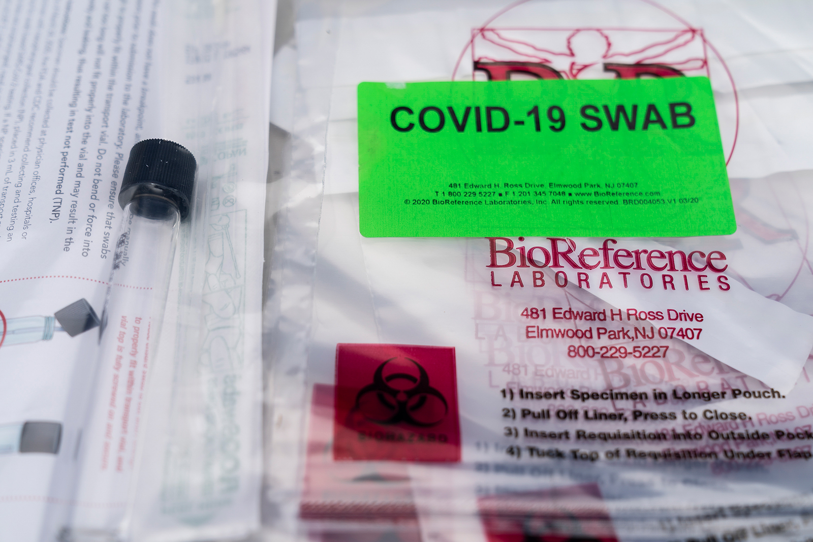 Coronavirus tests are seen on a table at a free testing site in Brooklyn, New York on Tuesday, May 12.
