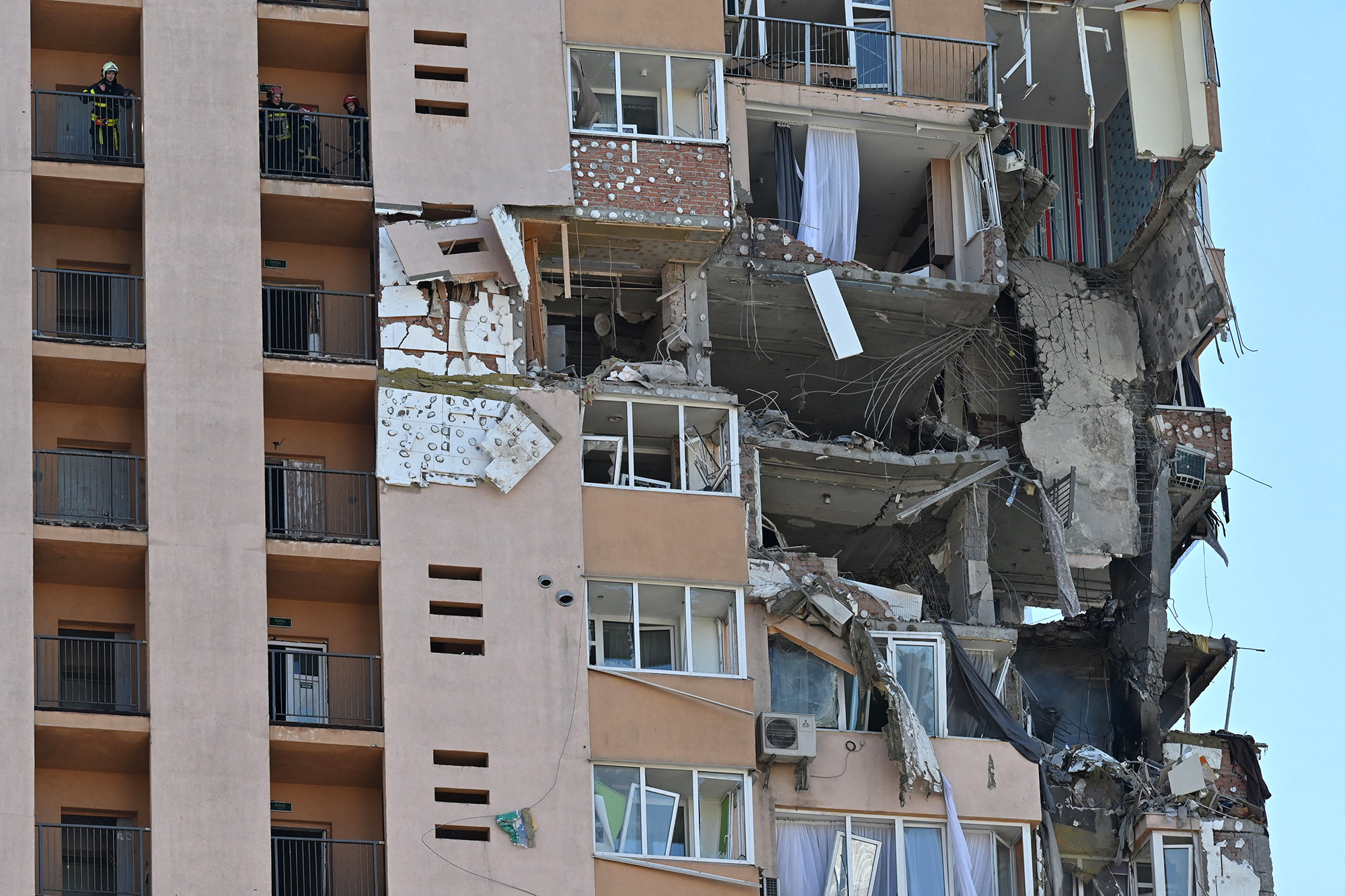 A residential building was struck by a missile or rocket fire in Kyiv, on February 26. 