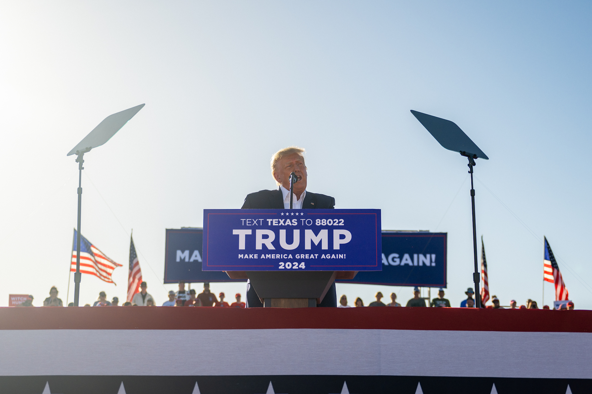 Former President Donald Trump speaks during a rally on March 25 in Waco, Texas.