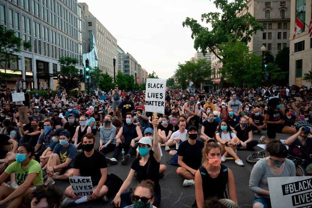 Protesters demonstrate near the White House on June 3 in Washington, DC.