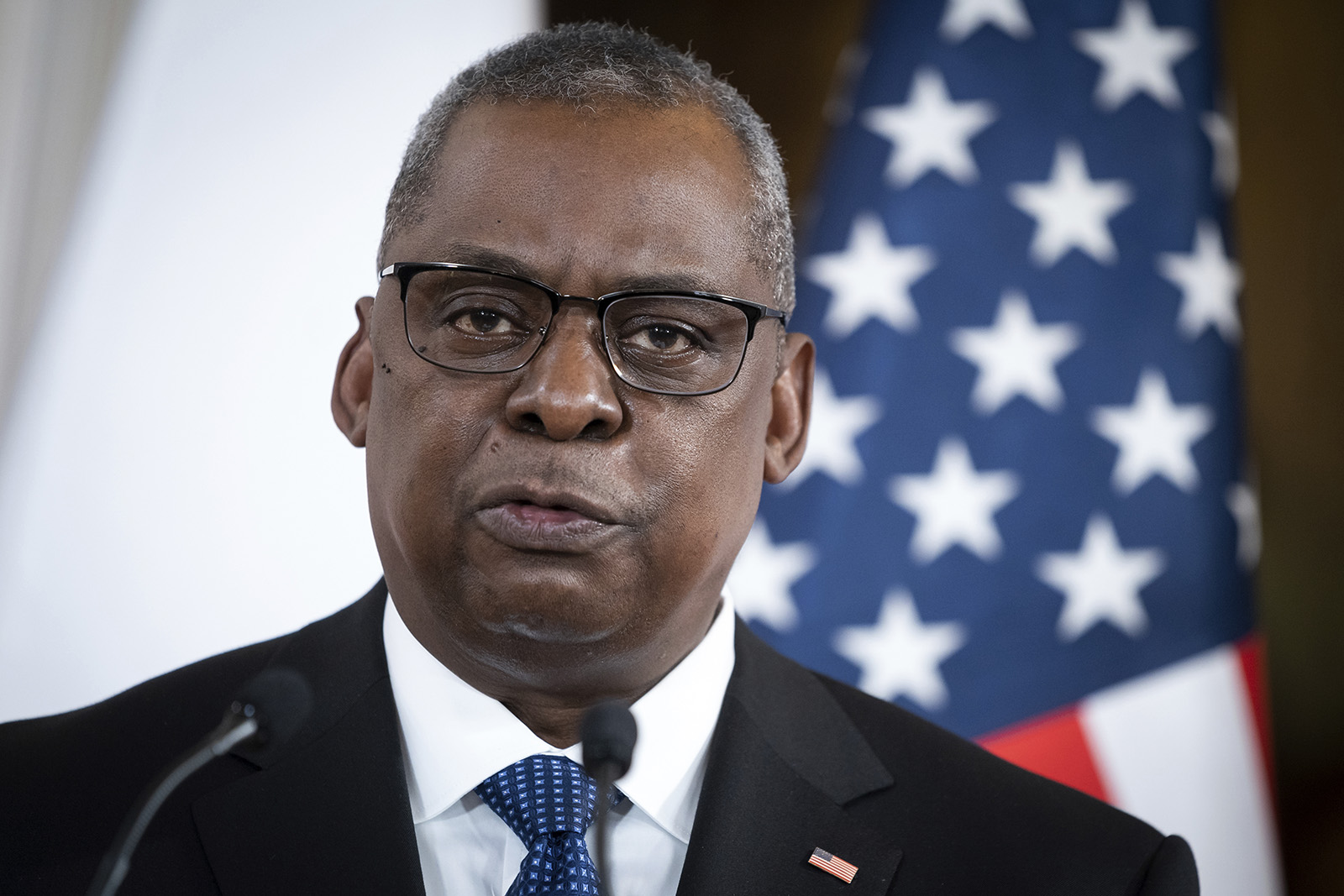 United States Secretary of Defense Lloyd Austin in Warsaw, Poland, on 18 March.