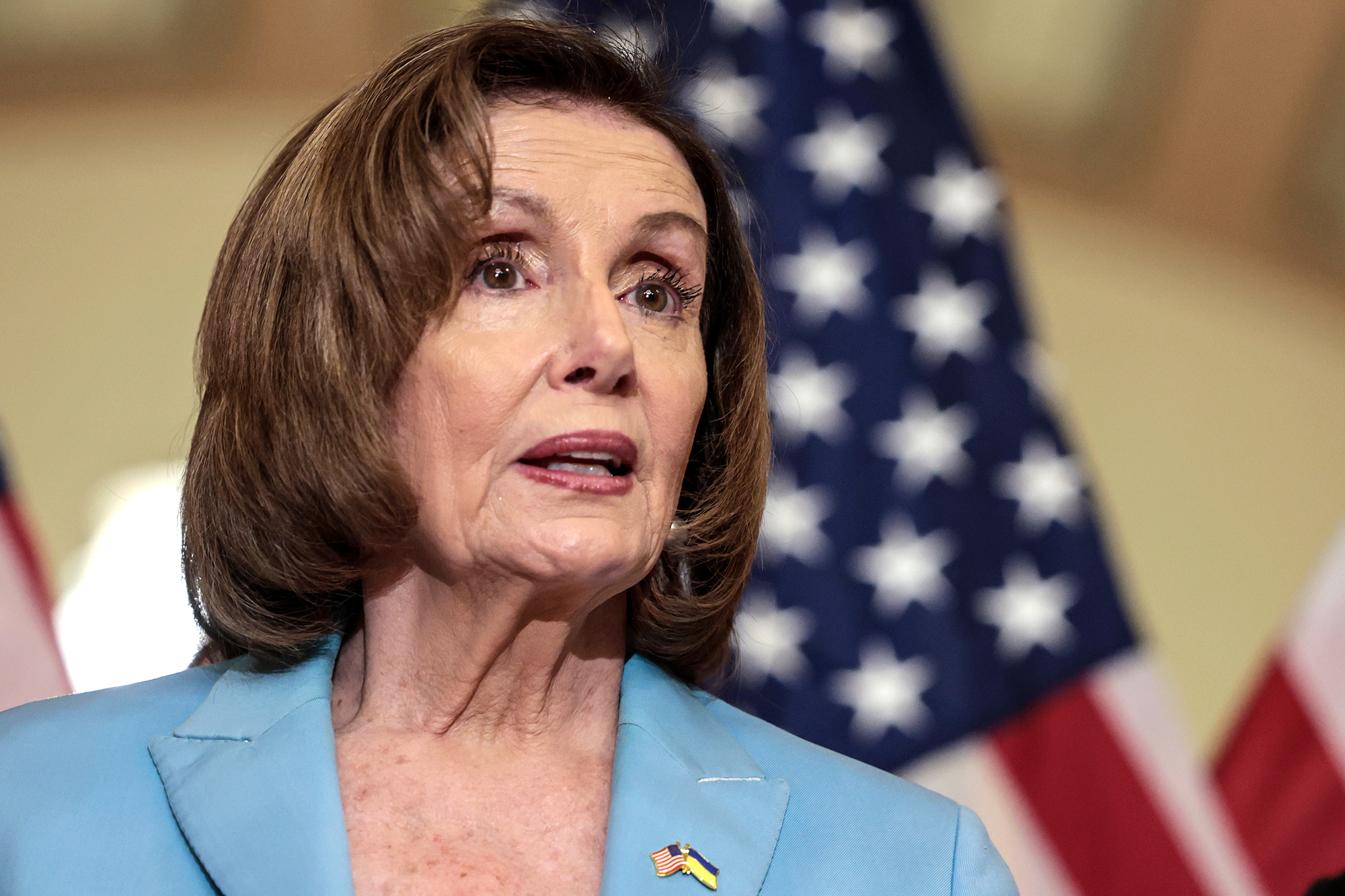 US House Speaker Nancy Pelosi delivers remarks at the Capitol Building on May 2, in Washington, DC. 