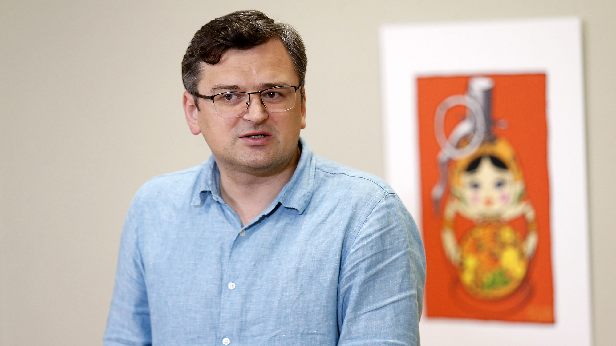 Ukraine’s Minister of Foreign Affairs Dmytro Kuleba speaks in Kyiv, Ukraine on June 28. 
