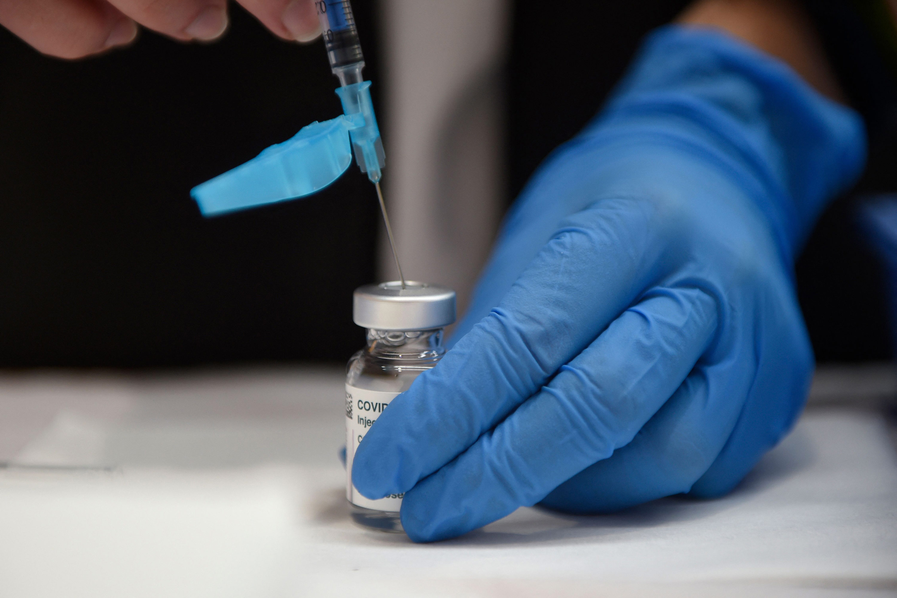 A nurse fills a syringe with the AstraZeneca Covid-19 vaccine in Vigo, Spain, on March 13.