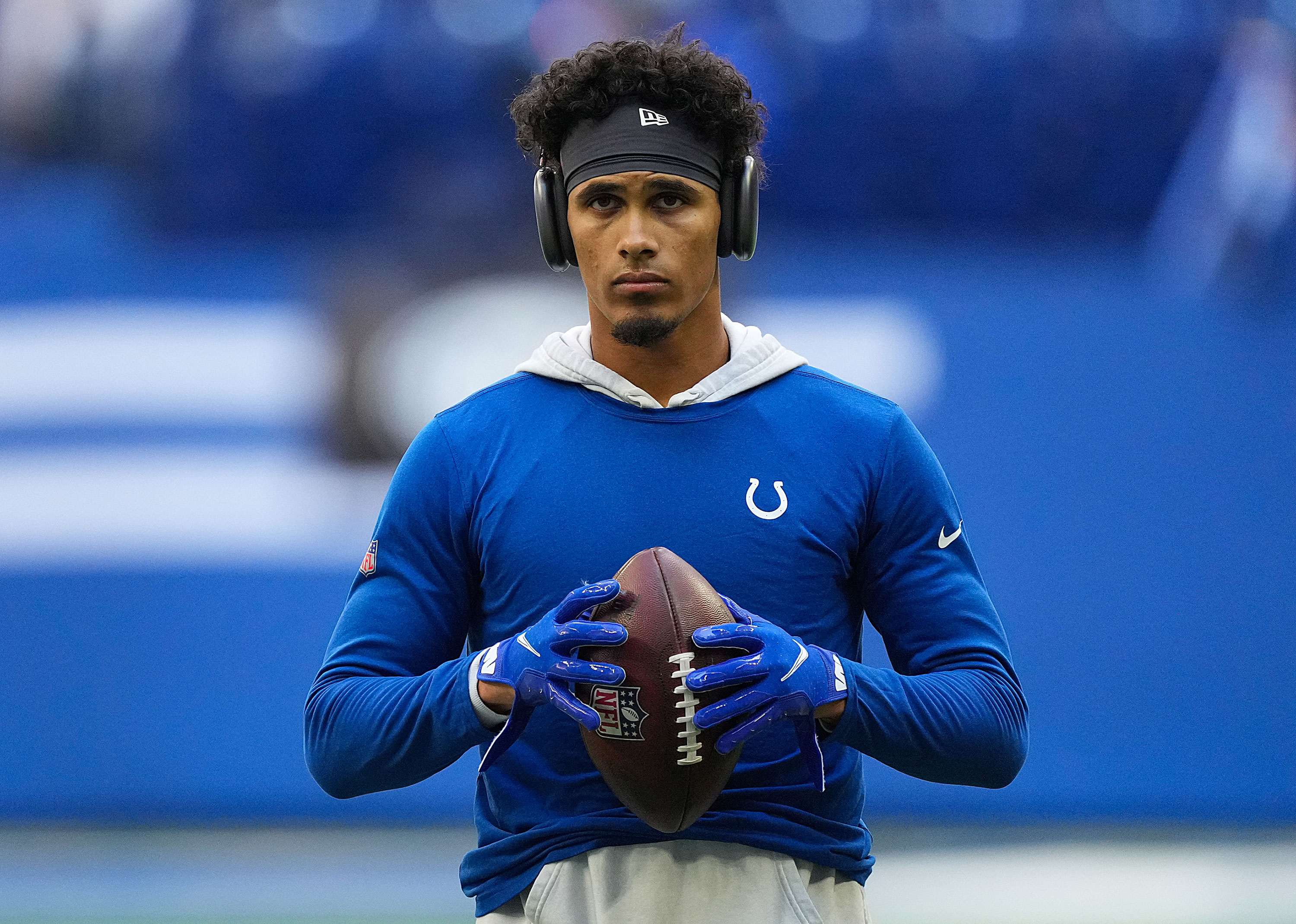 Indianapolis Colts safety Rodney Thomas II warms up before a game October 2. 