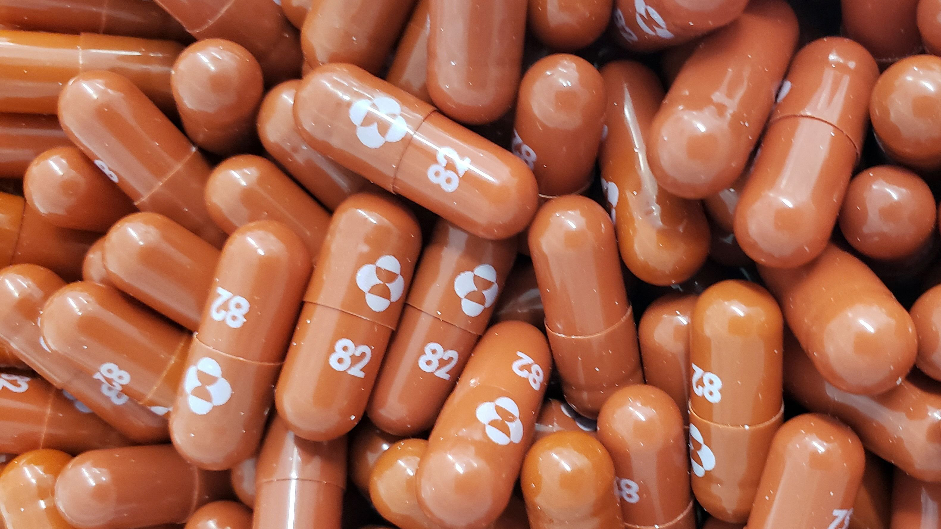 This photo from Merck & Co, Inc., provided in May, shows Molnupiravir capsules.