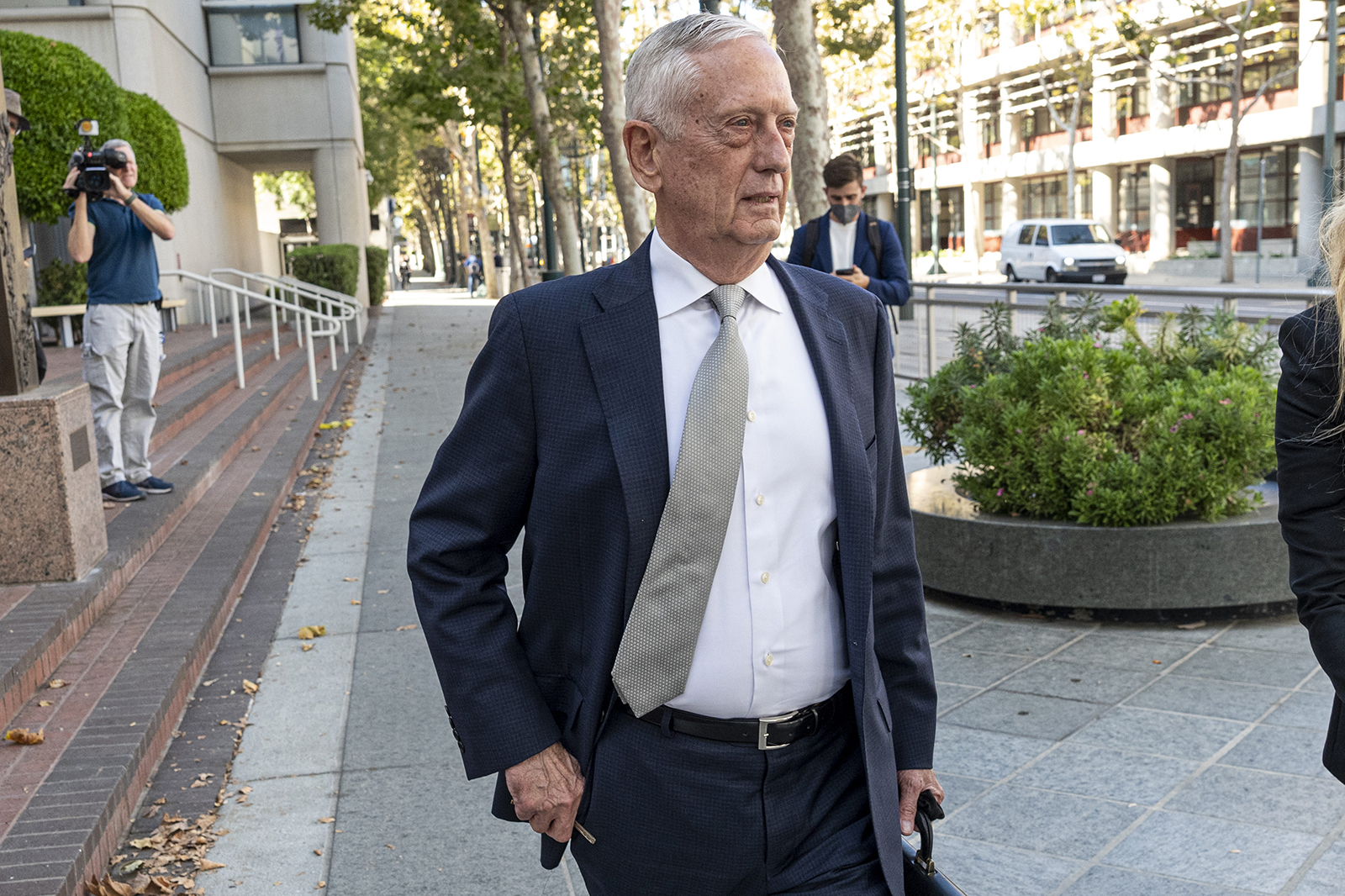 James Mattis, former U.S. secretary of defense, leaves federal court in San Jose on Sept. 22, 2021.