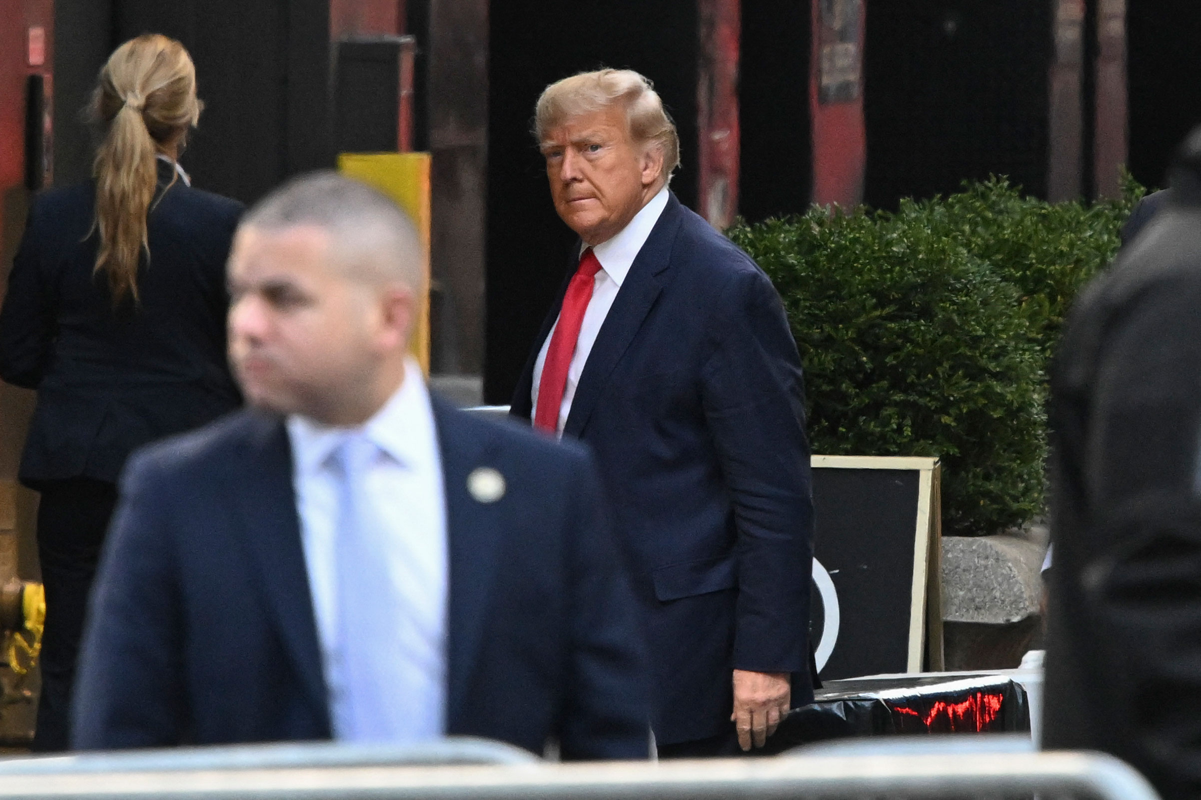 Former President Donald Trump arrives at Trump Tower in New York on April 3.