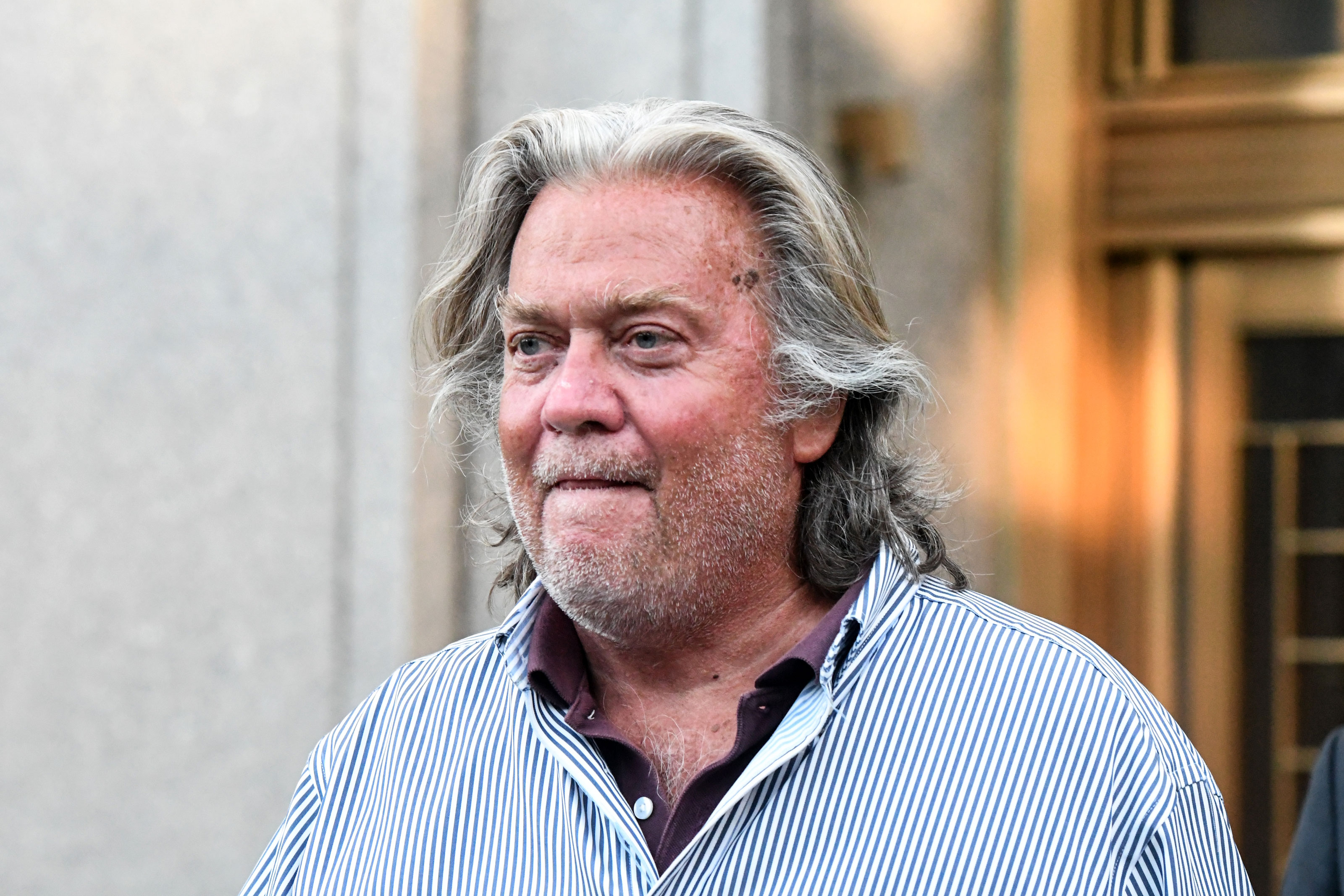Steve Bannon, former White House chief strategist, exits the Manhattan Federal Court in New York on August 20, 2020.