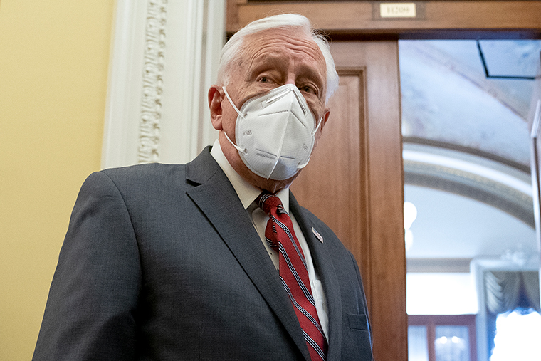 House Majority Leader Steny Hoyer speaks to reporters at the US Capitol on Monday, January 11, in Washington, DC. 