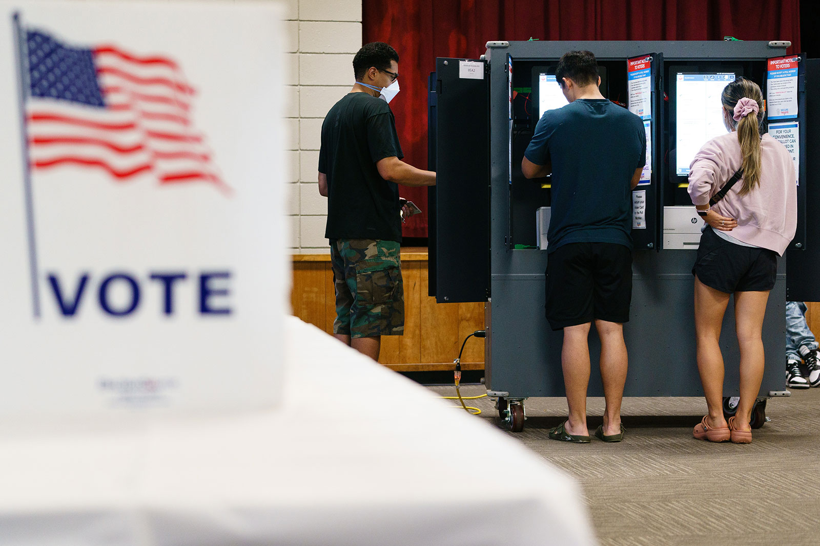 Voters cast ballots at a polling location in Atlanta on November 8. 