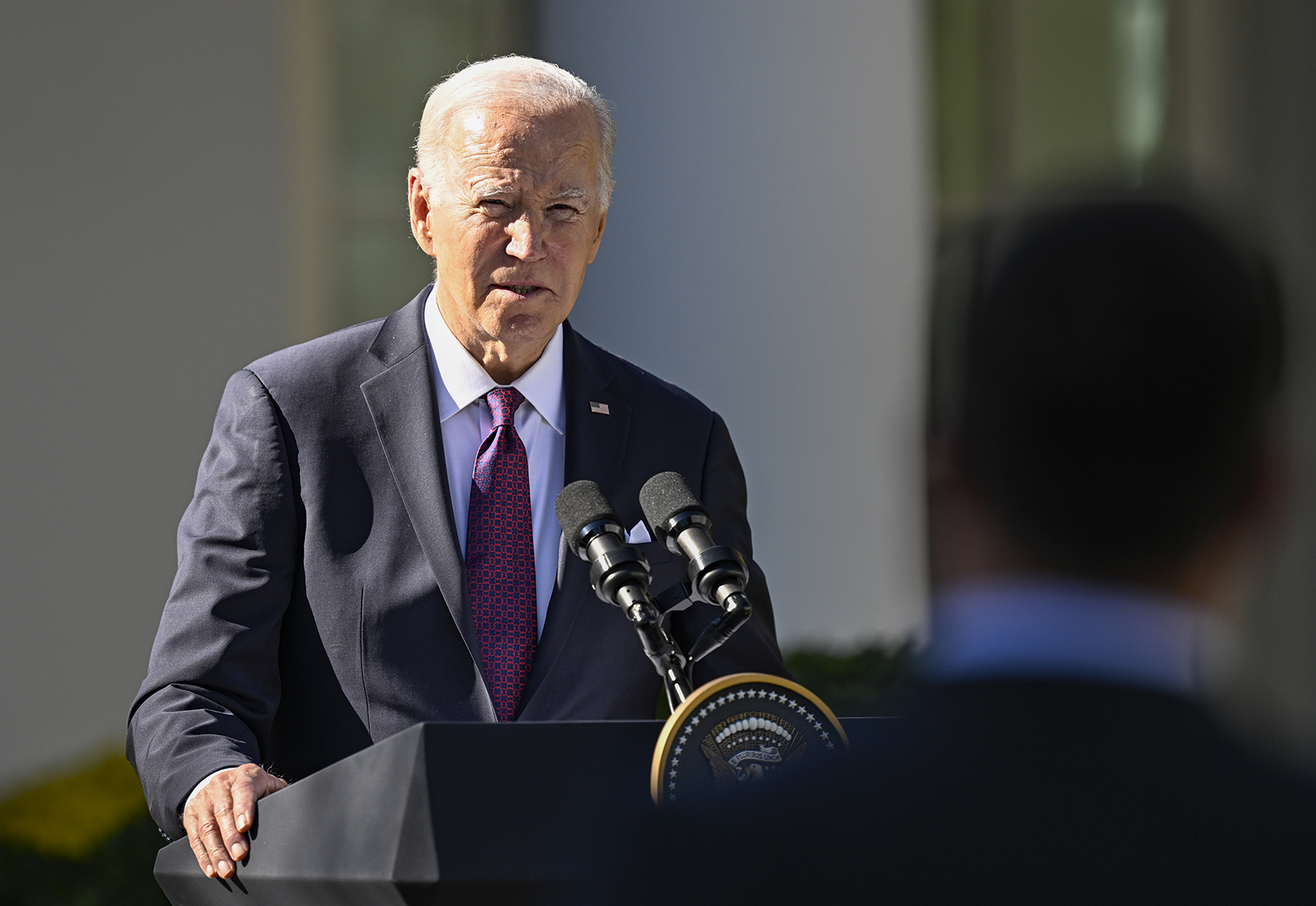 Joe Biden attends a conference at the White House in Washington D.C., on October 25.