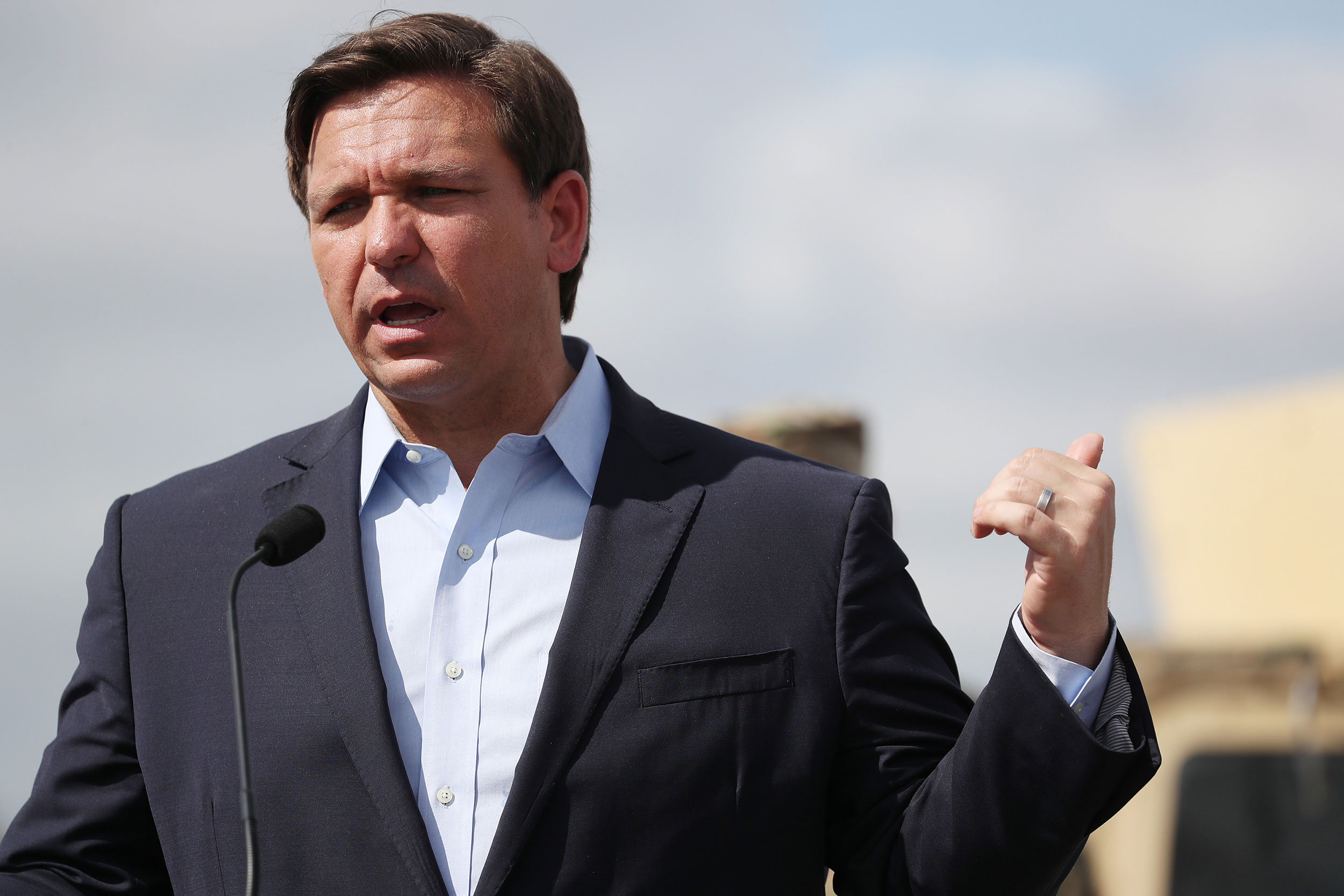 Florida Gov. Ron DeSantis speaks during a news conference in Miami Gardens, Florida, on March 30.