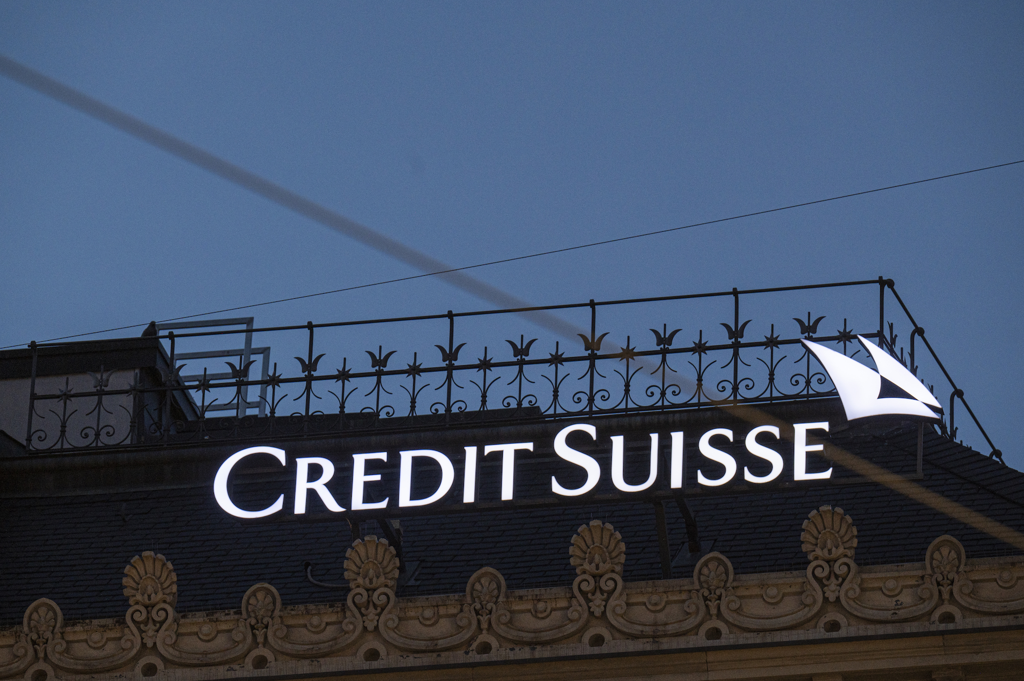 The Credit Suisse Group AG headquarters at night in Zurich on Wednesday.