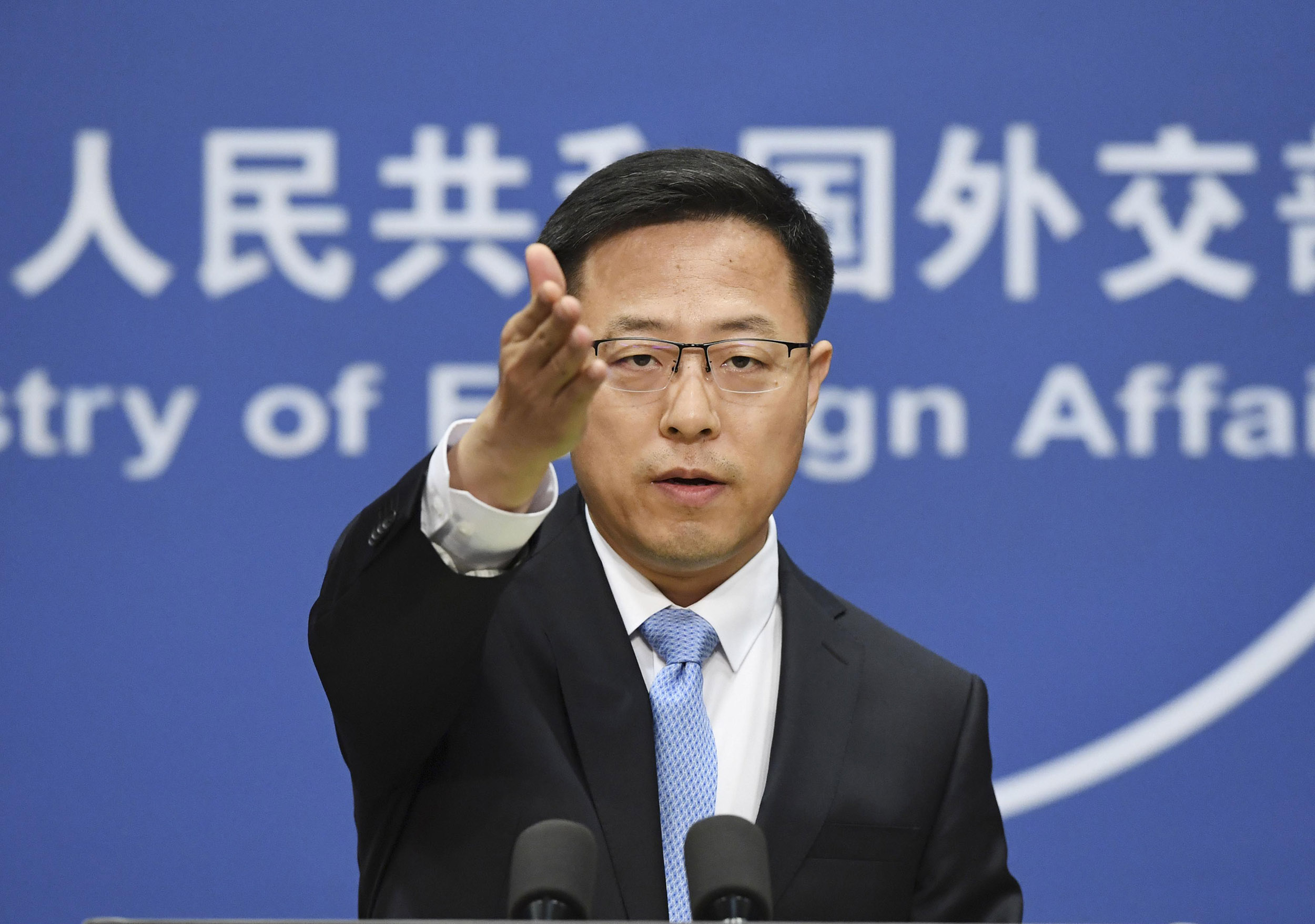 Chinese Foreign Ministry spokesman Zhao Lijian attends a press conference in Beijing on May 12. 