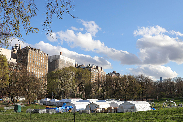 The field hospital set up within Central Park seen one April 9. 