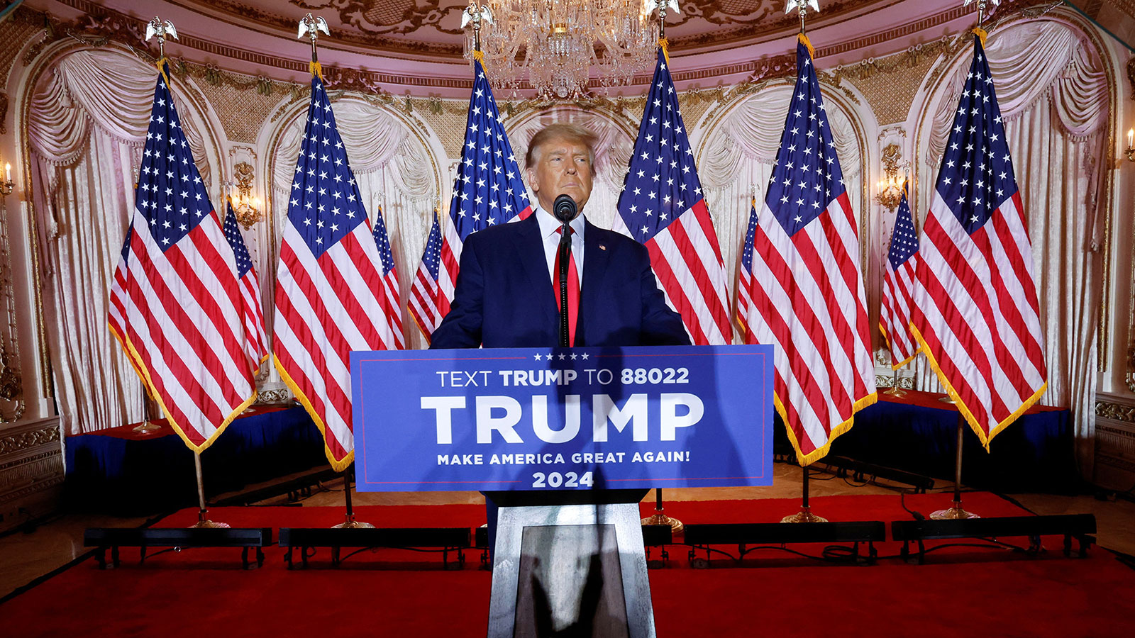 Former President Donald Trump announces his bid for presidency on November 15, in Palm Beach, Florida. 