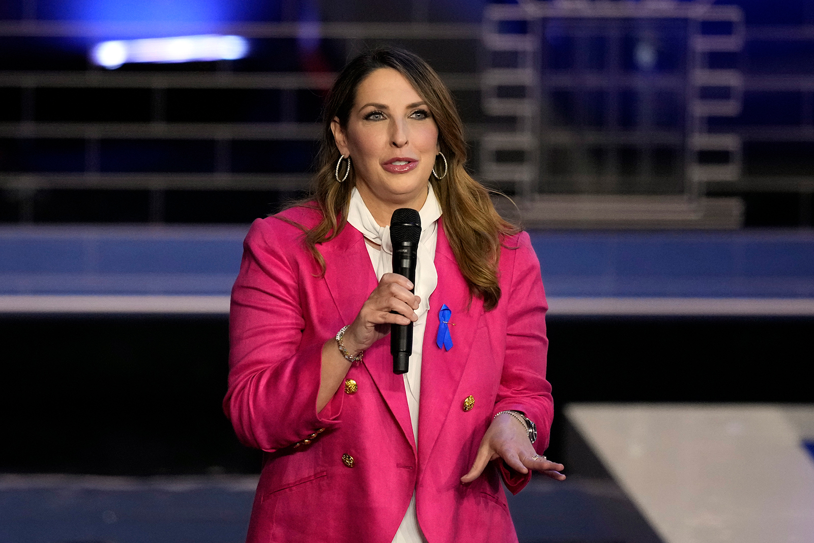Ronna McDaniel speaks before a Republican presidential primary debate hosted by NBC News, in Miami on Wednesday 8.