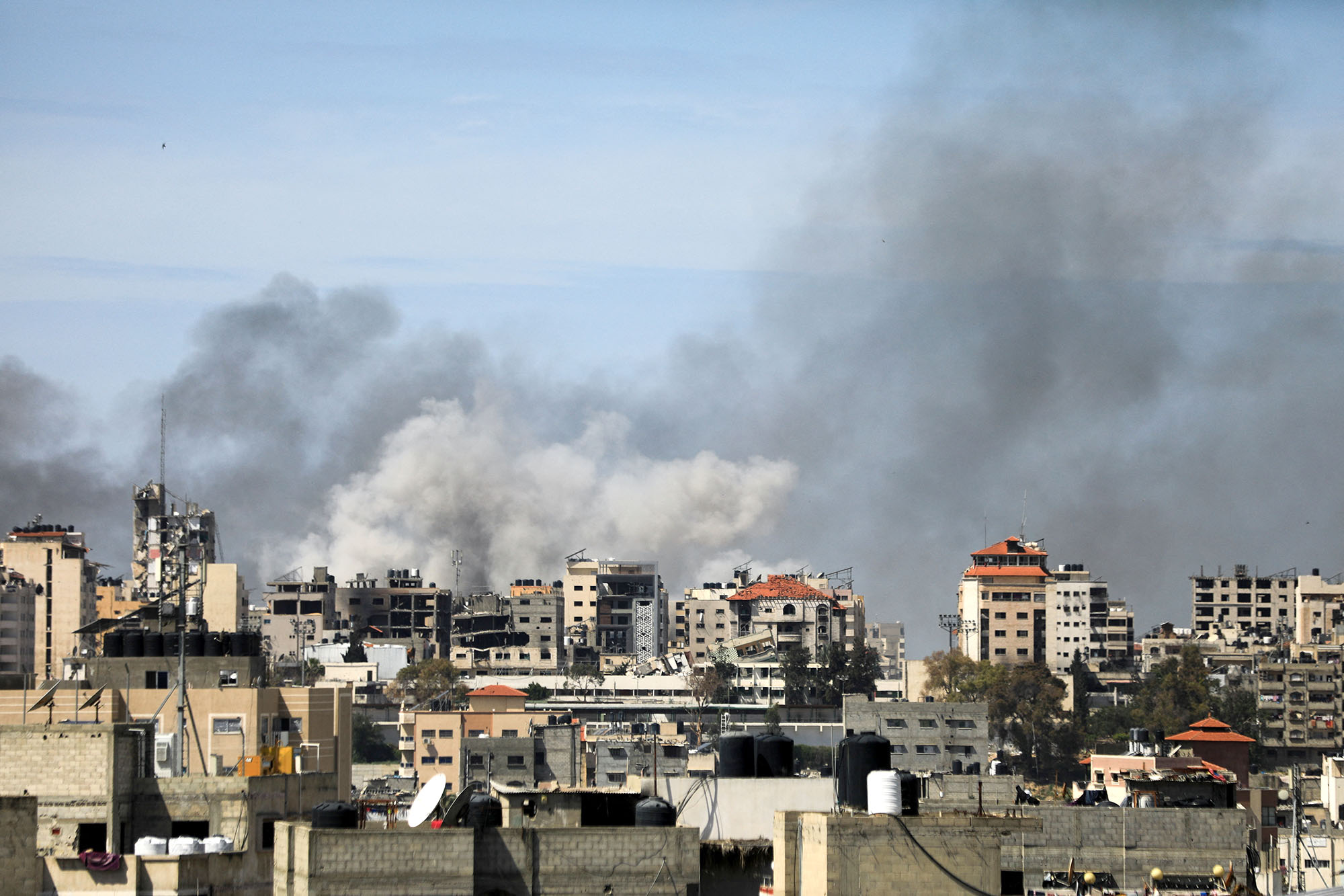 Smoke rises during an Israeli raid at Al Shifa hospital and the area around it in Gaza City, on March 21.
