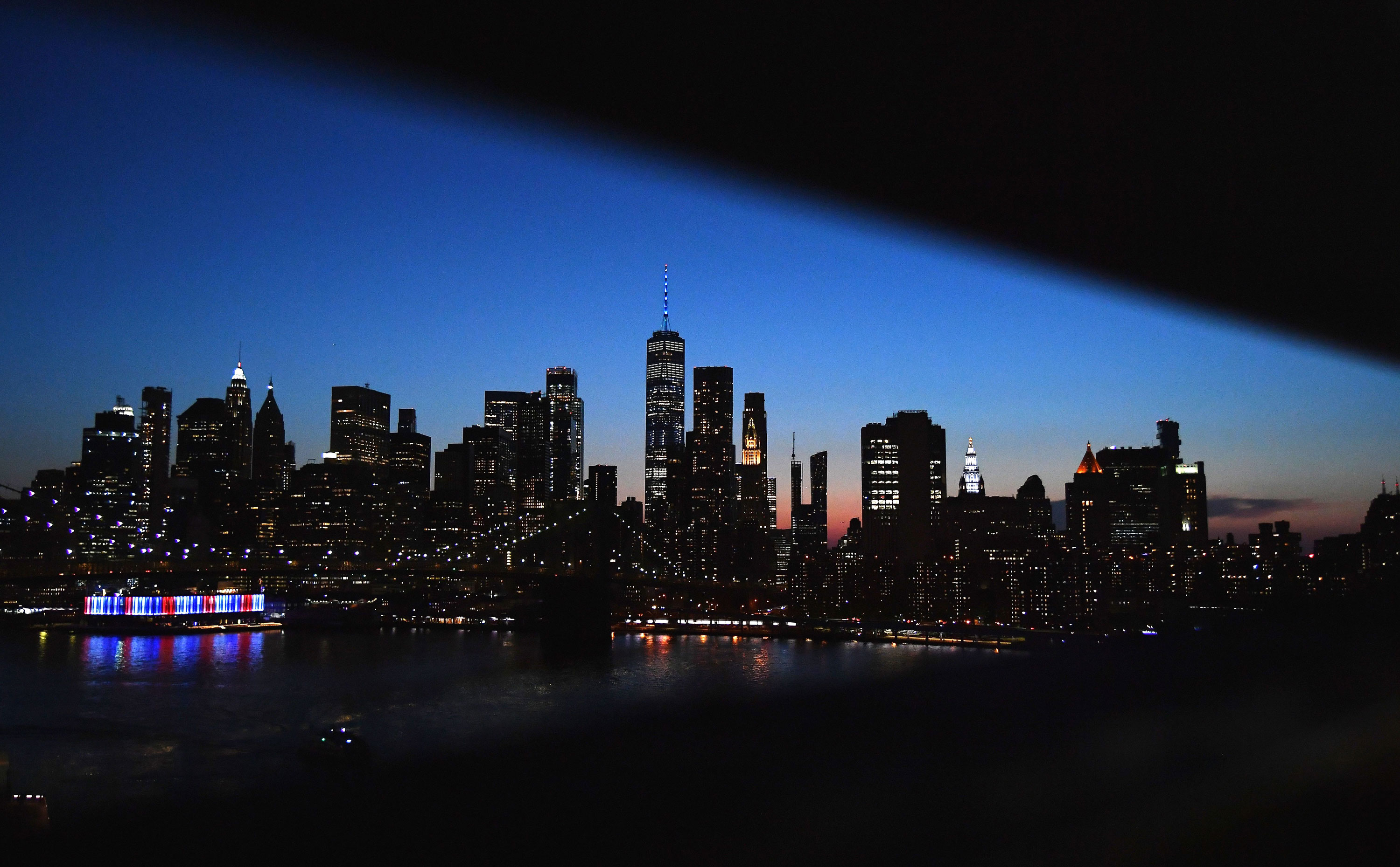 The skyline of lower Manhattan is seen on May 26 in New York City. 