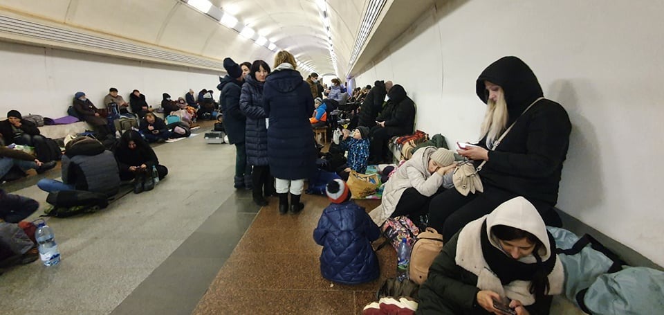 Residents shelter in a subway station.