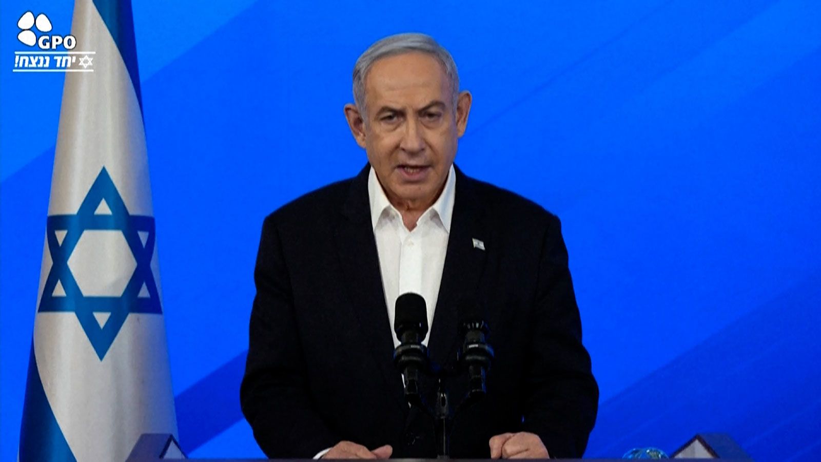 Benjamin Netanyahu speaks in Tel Aviv, Israel, on January 18.