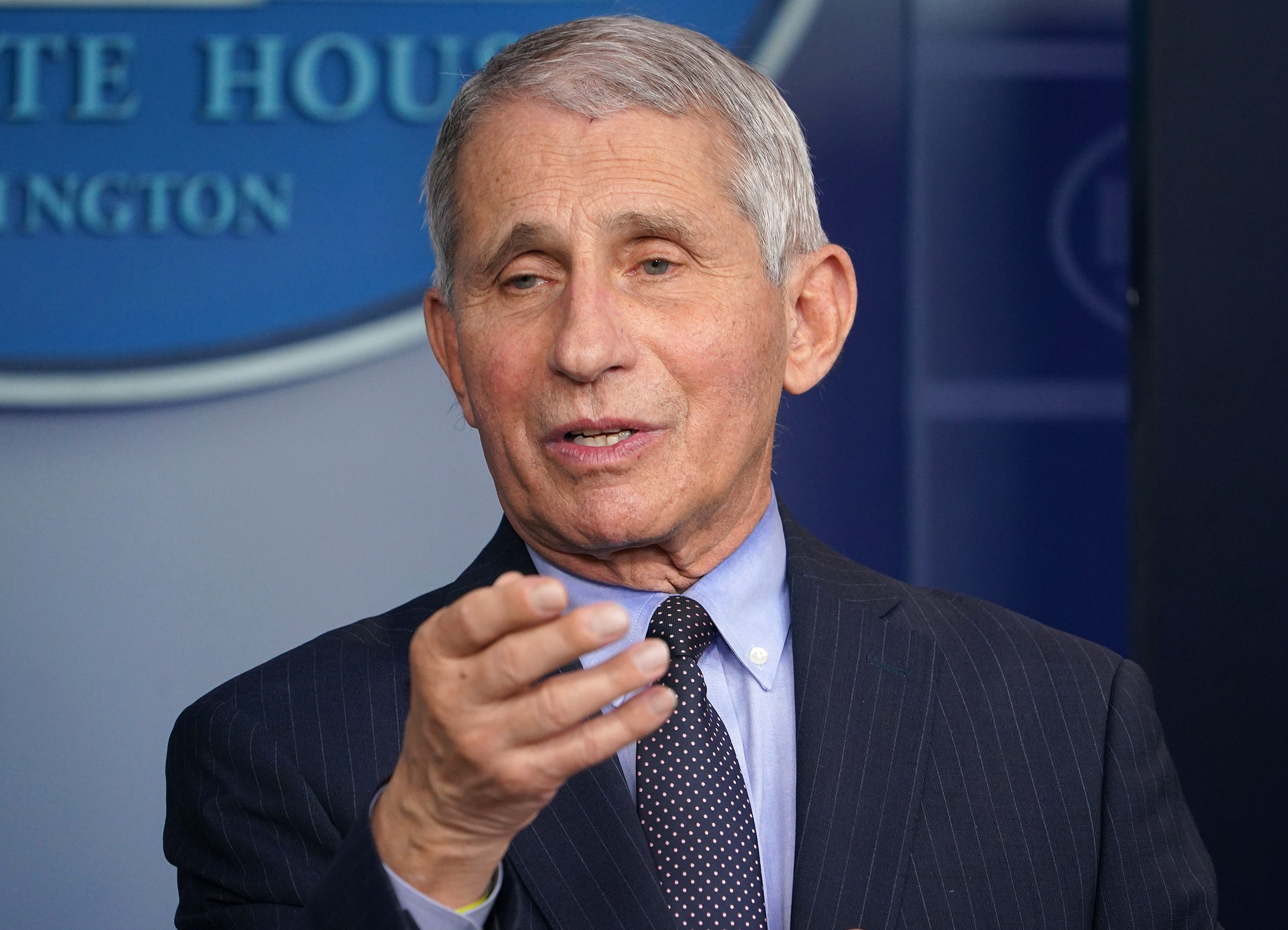 Dr. Anthony Fauci speaks during a press briefing at the White House on January 21, in Washington, DC.