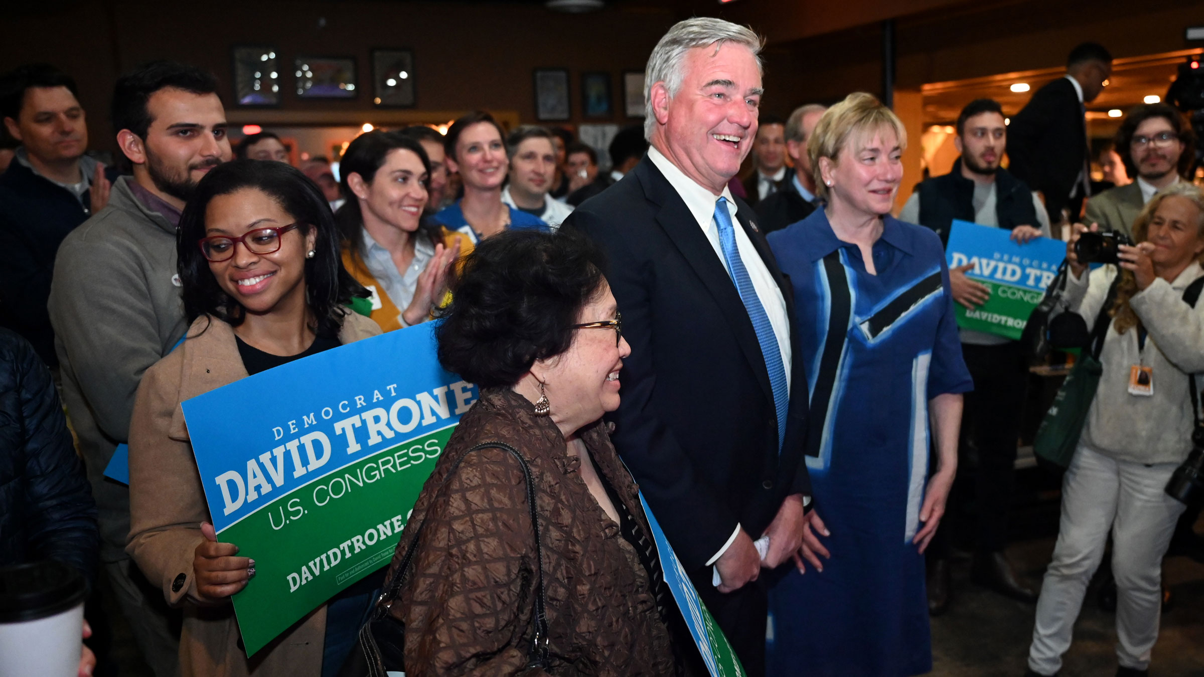 US Rep. David Trone greets supporters at an Election Day event in Frederick, Maryland.