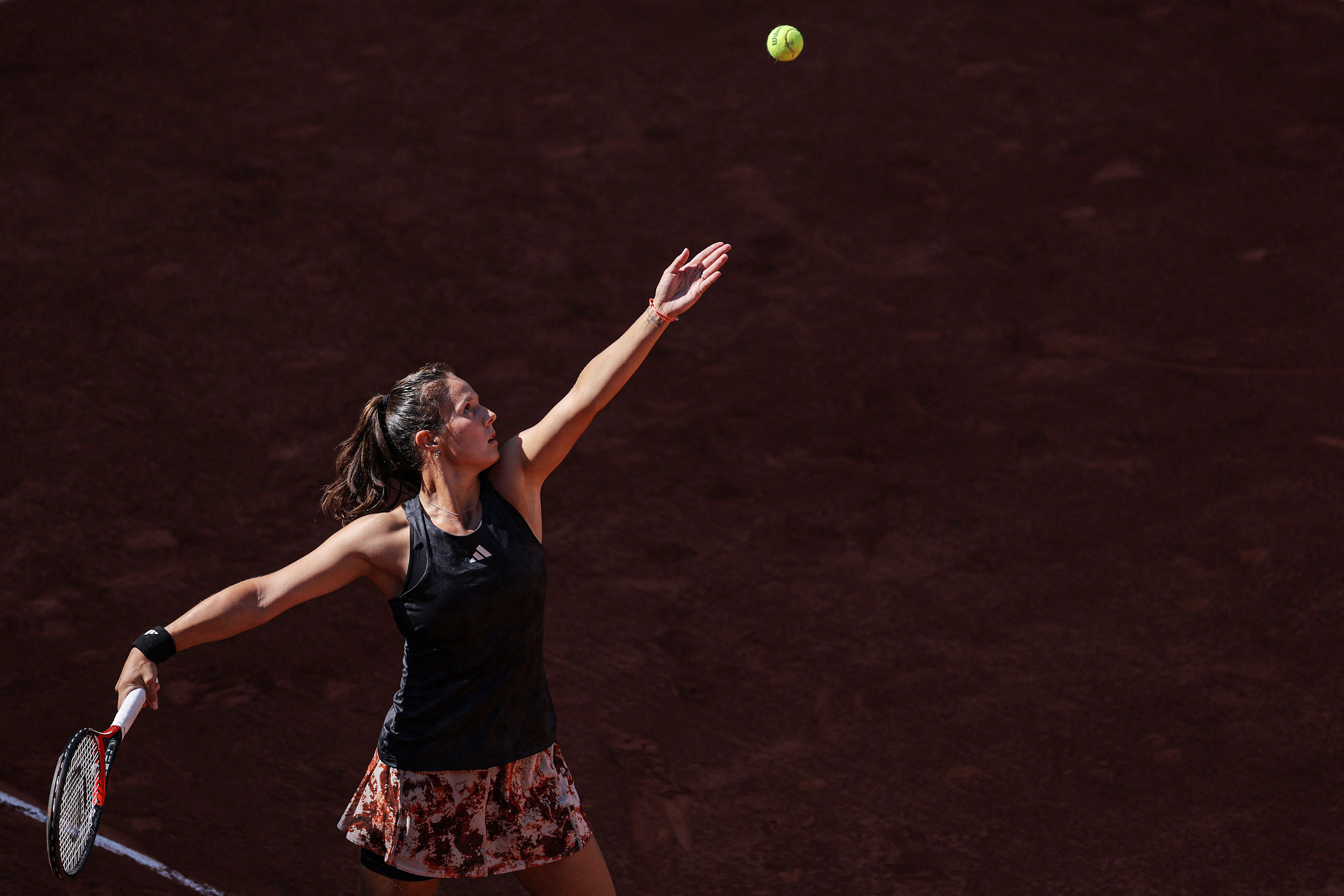 Russia's Daria Kasatkina serves to Elina Svitolina during their match in Paris on June 4. 