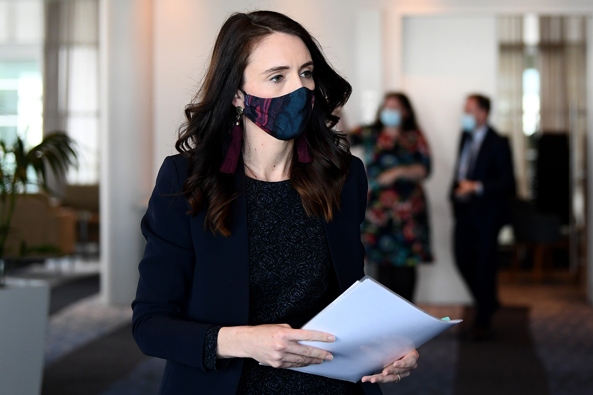 New Zealand Prime Minister Jacinda Ardern arrives to speak at the Business NZ Election Conference on September 11, in Auckland, New Zealand. 