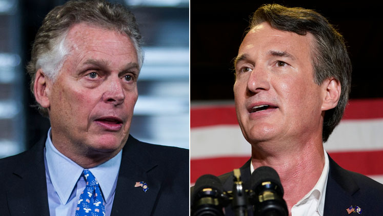 Terry McAuliffe, left, and Glenn Youngkin are facing off in Virginia's gubernatorial race.